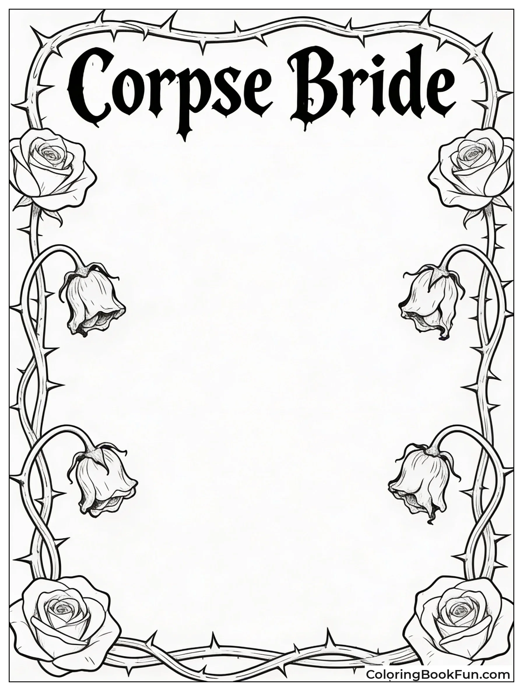 Gothic Frame of Dead Roses