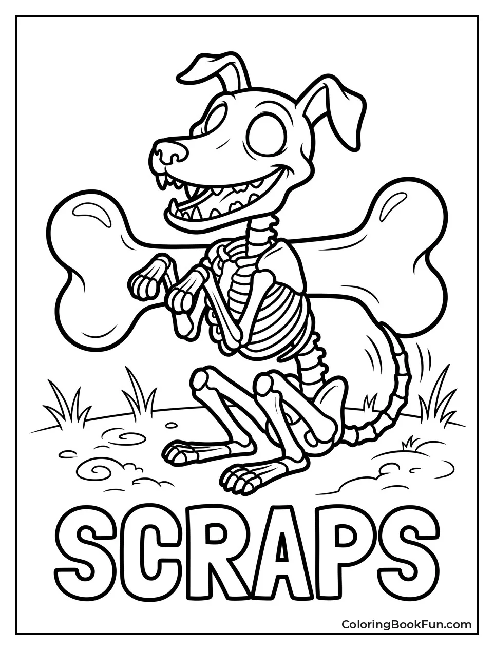 Skeleton Dog Begging for Bone