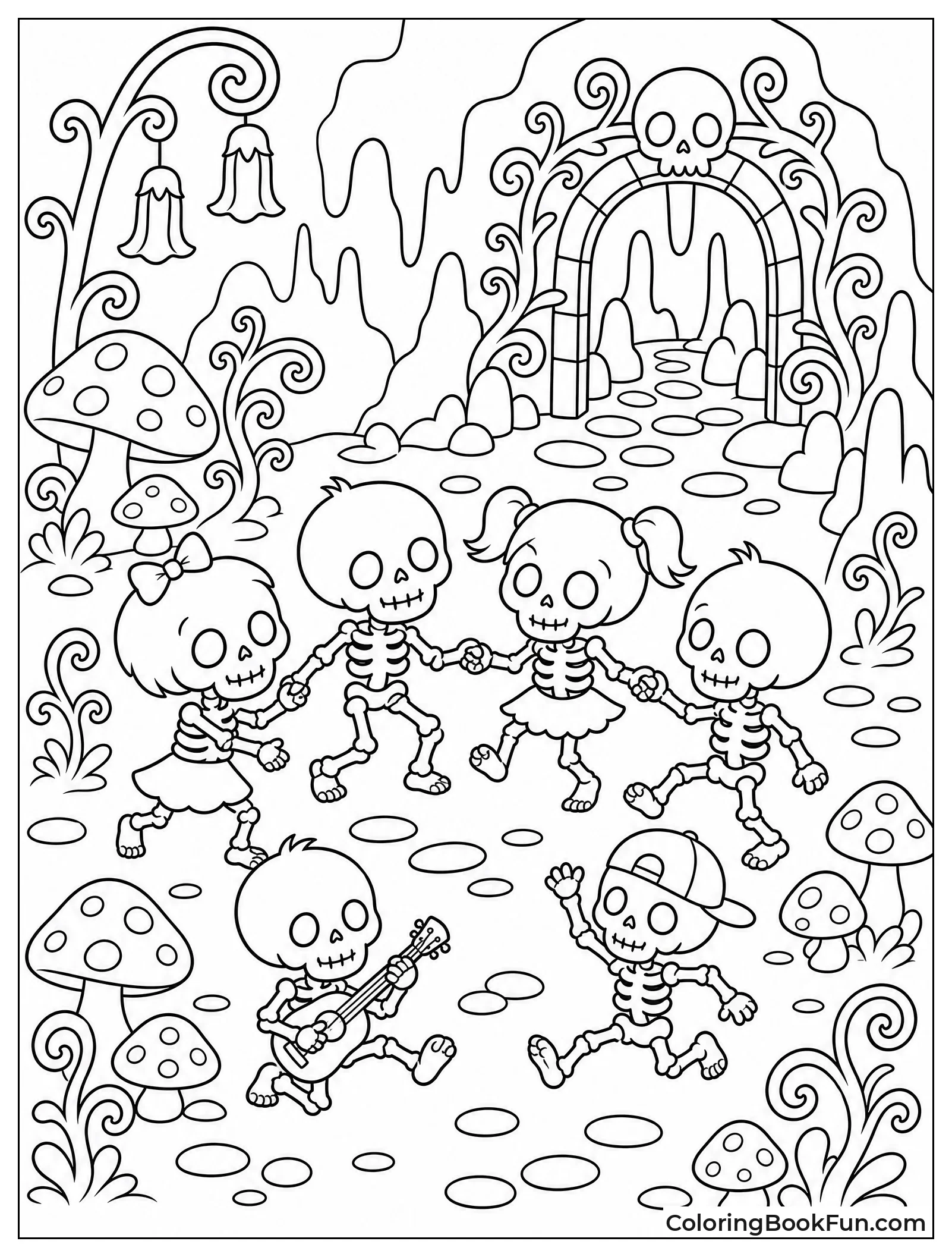 Skeleton Kids Dancing in Underworld