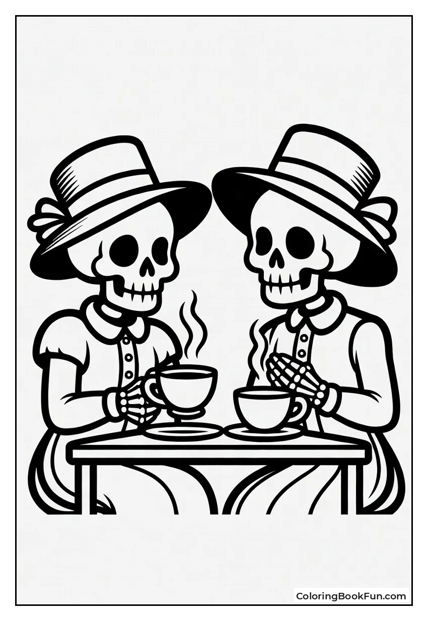 Skeleton Ladies Having Tea Party