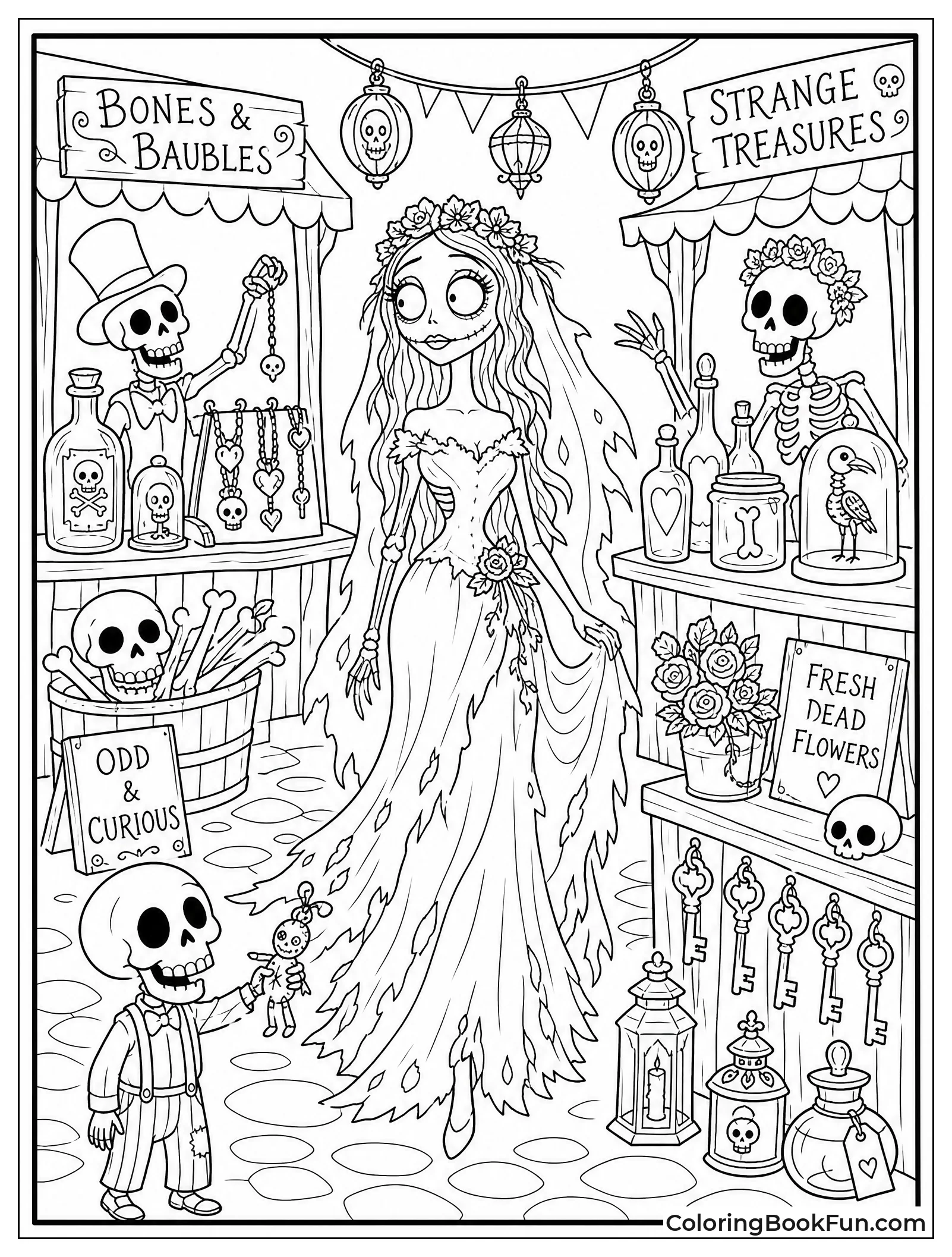 Skeletons Selling Things at Market