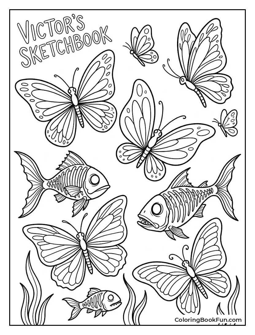 Victors Sketchbook with Butterflies