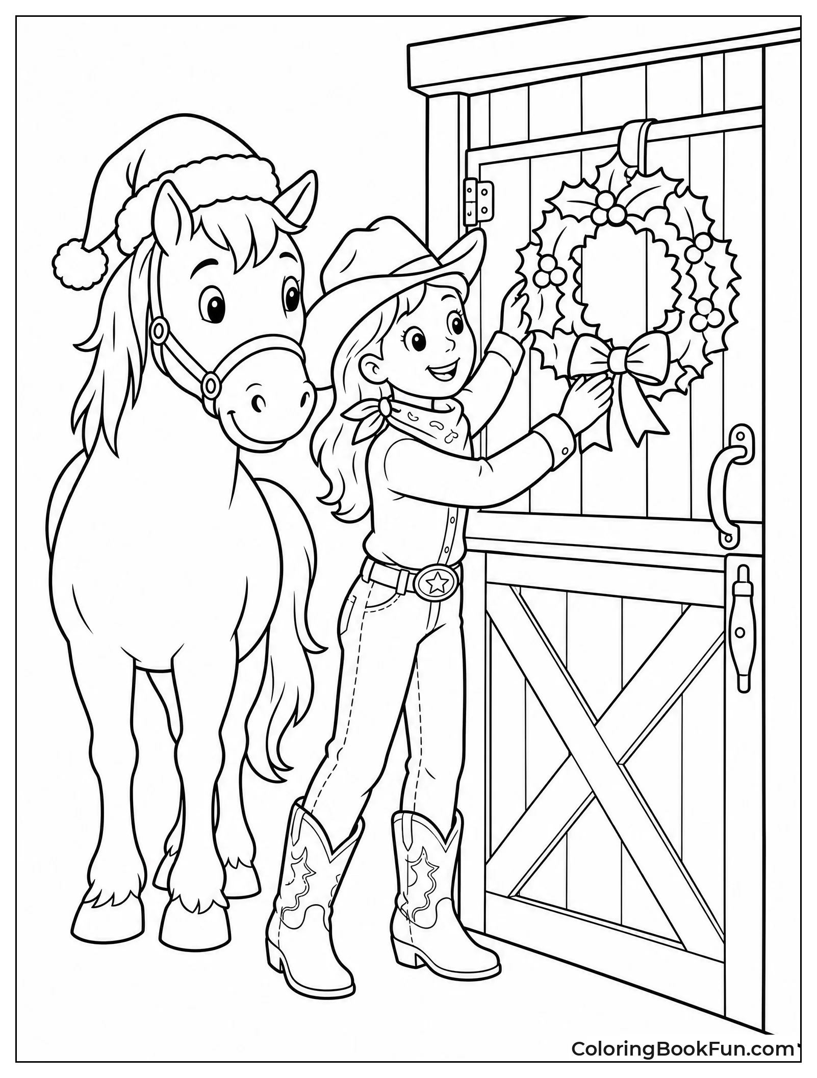 Cowgirl Hanging Wreath at Stable