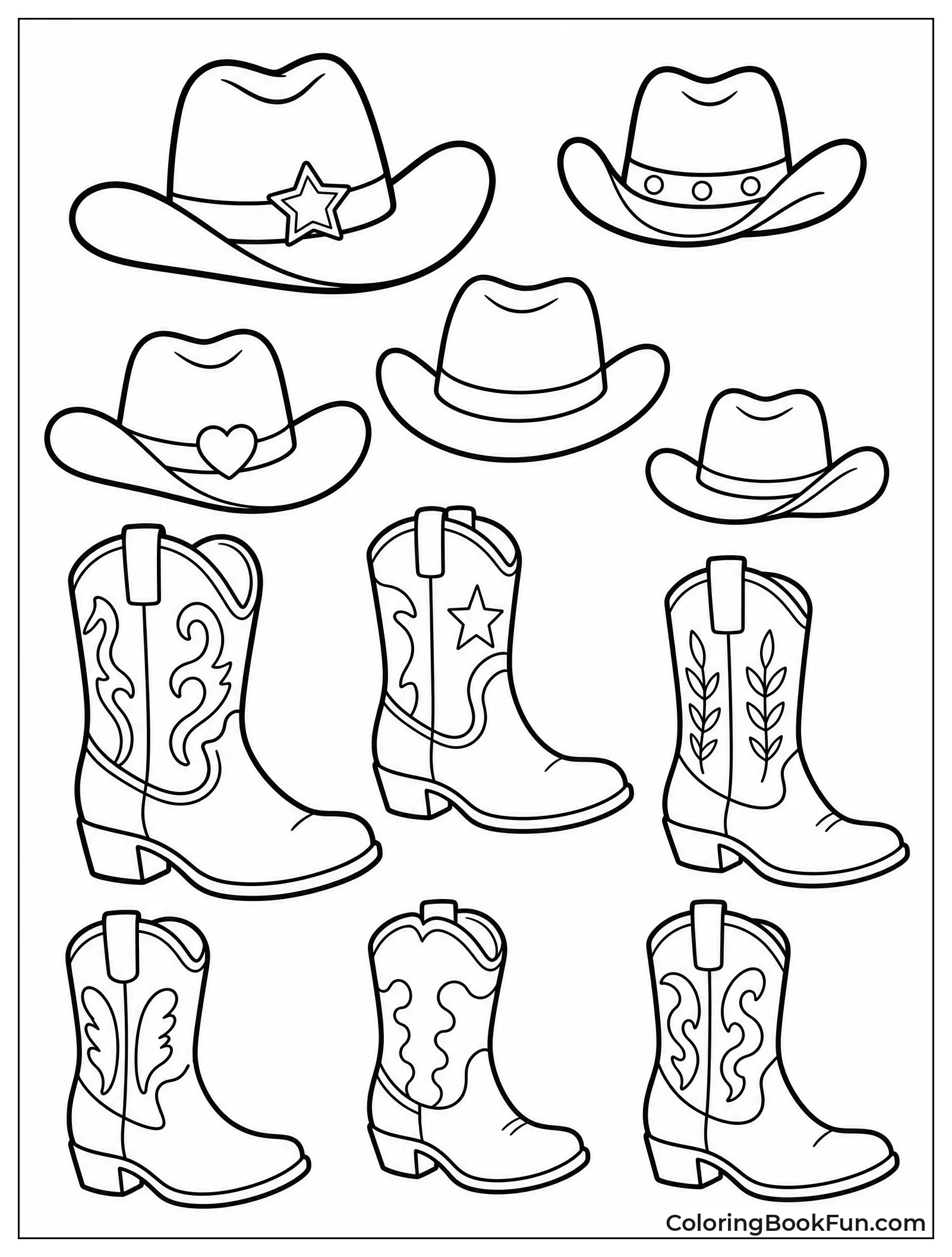 Collection of Cowboy Hats and Boots