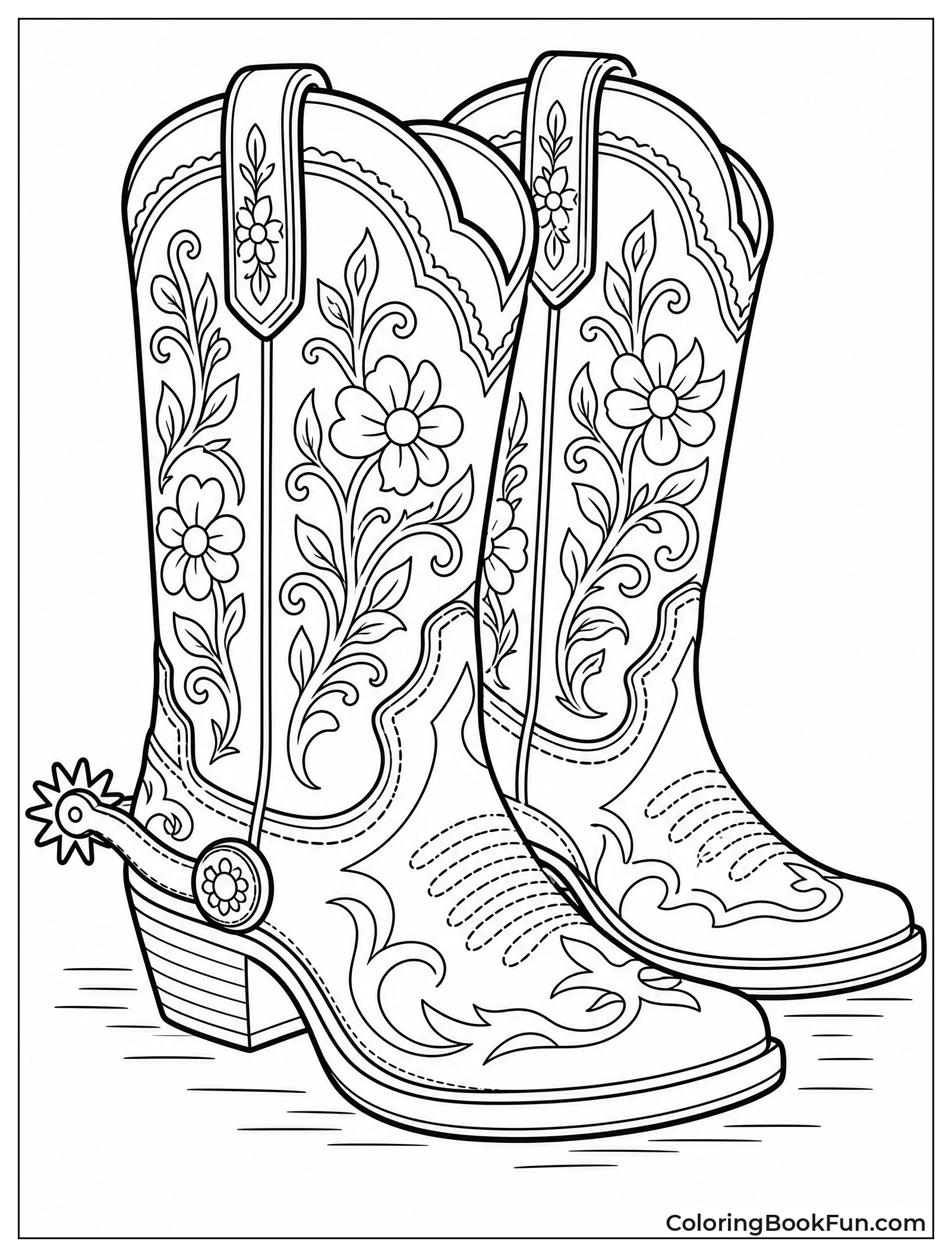 Fancy Boots With Floral Stitching