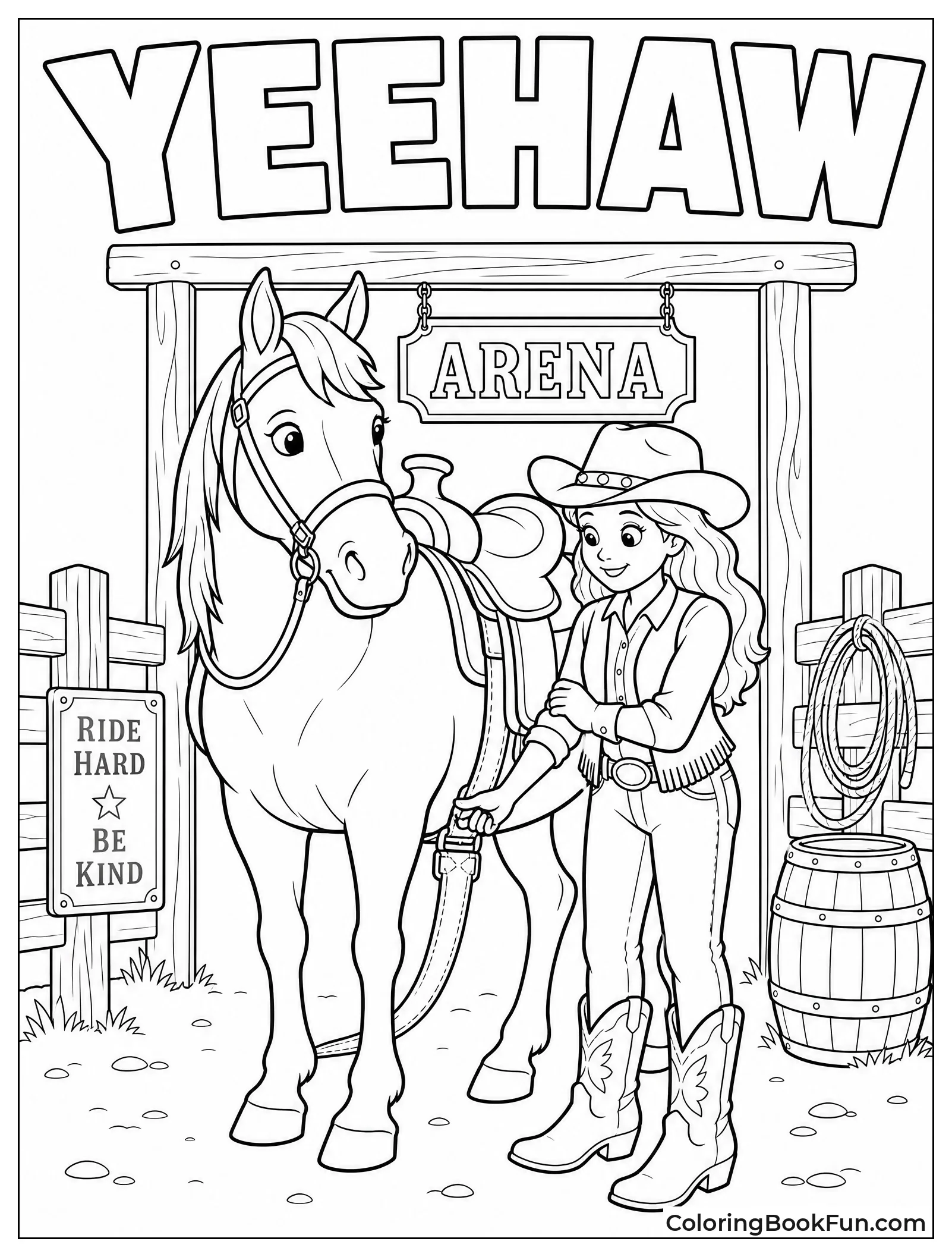 Cowgirl Checking Her Horse Gear