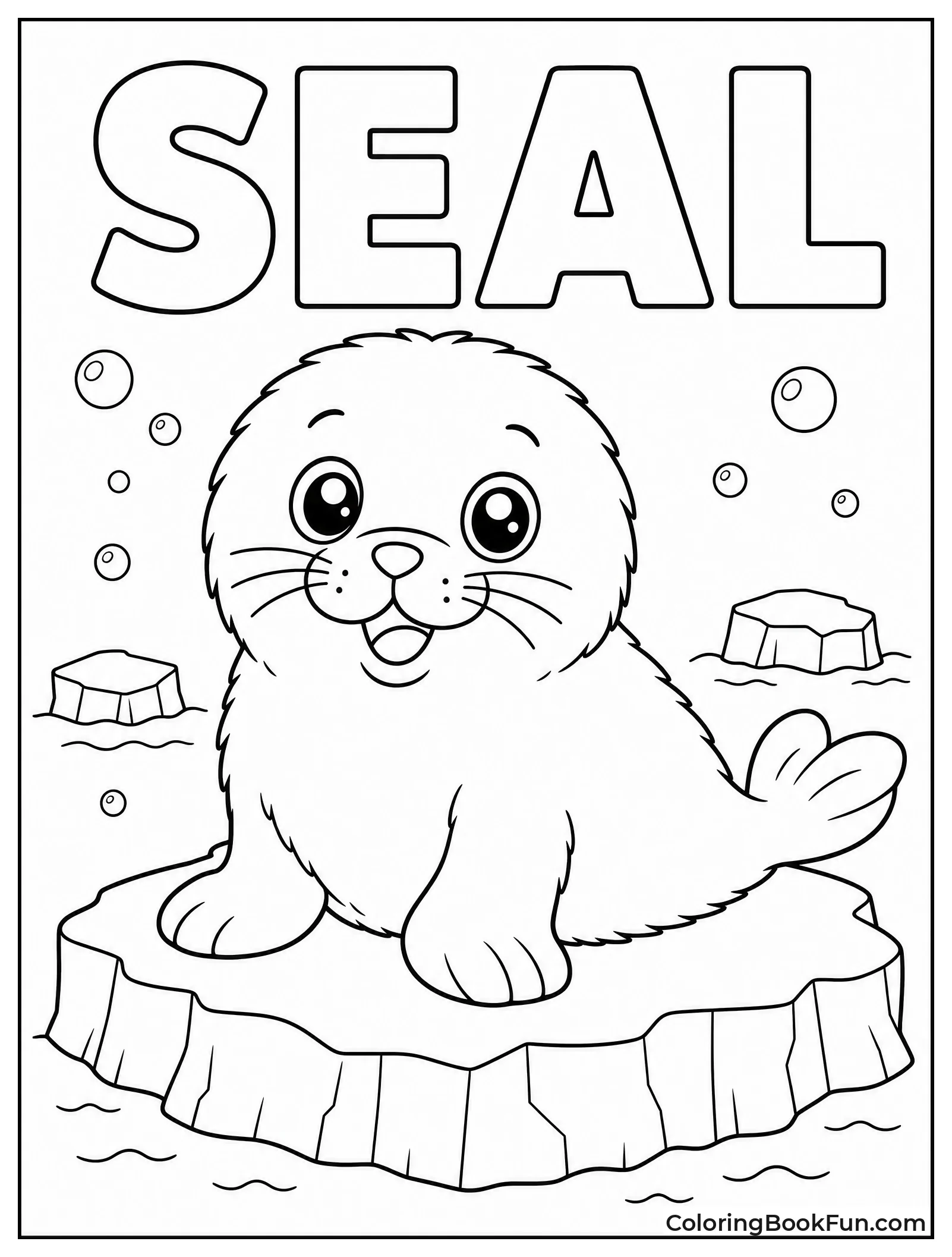 Fluffy Baby Harp Seal on Ice