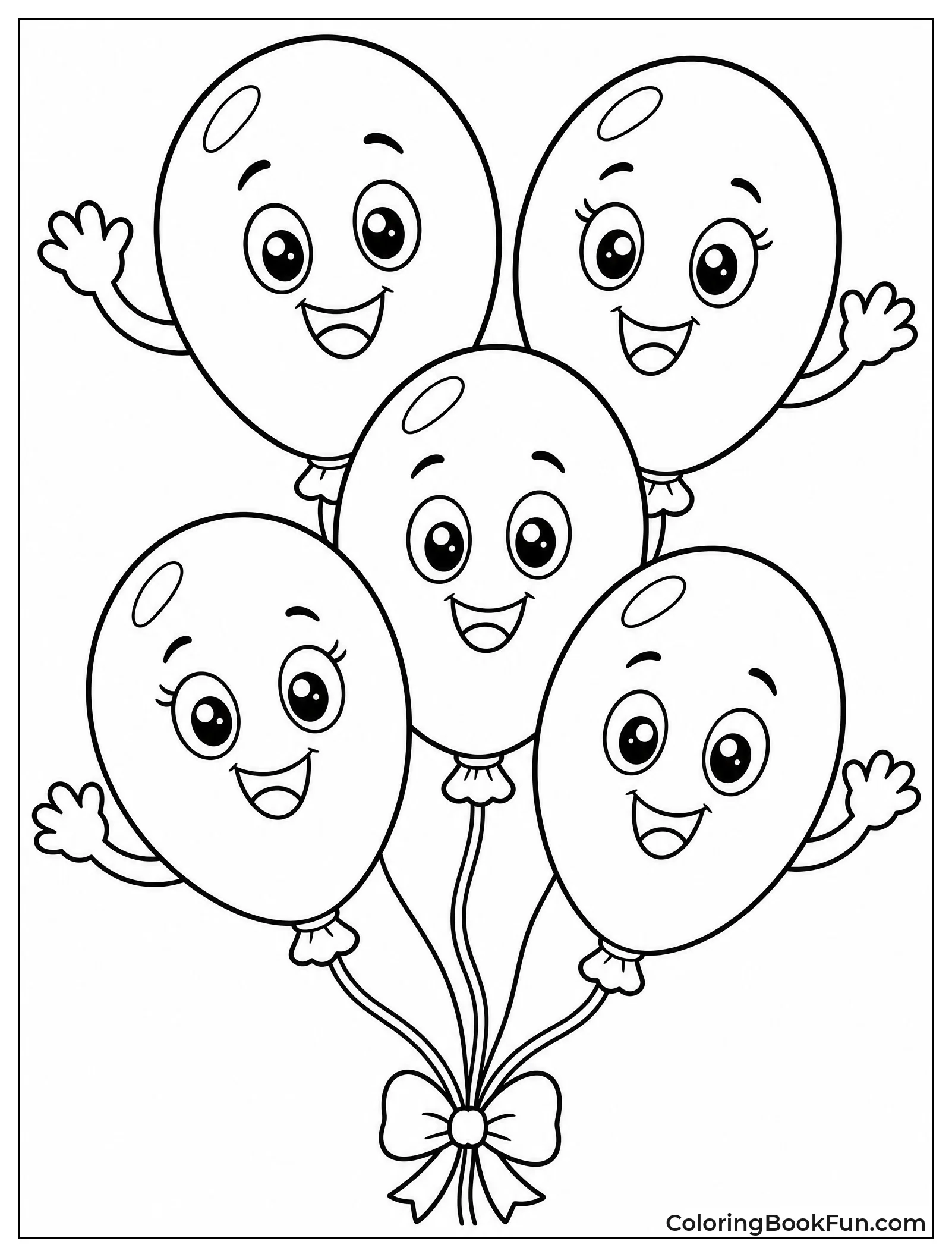 Smiling Cartoon Balloons Waving Together