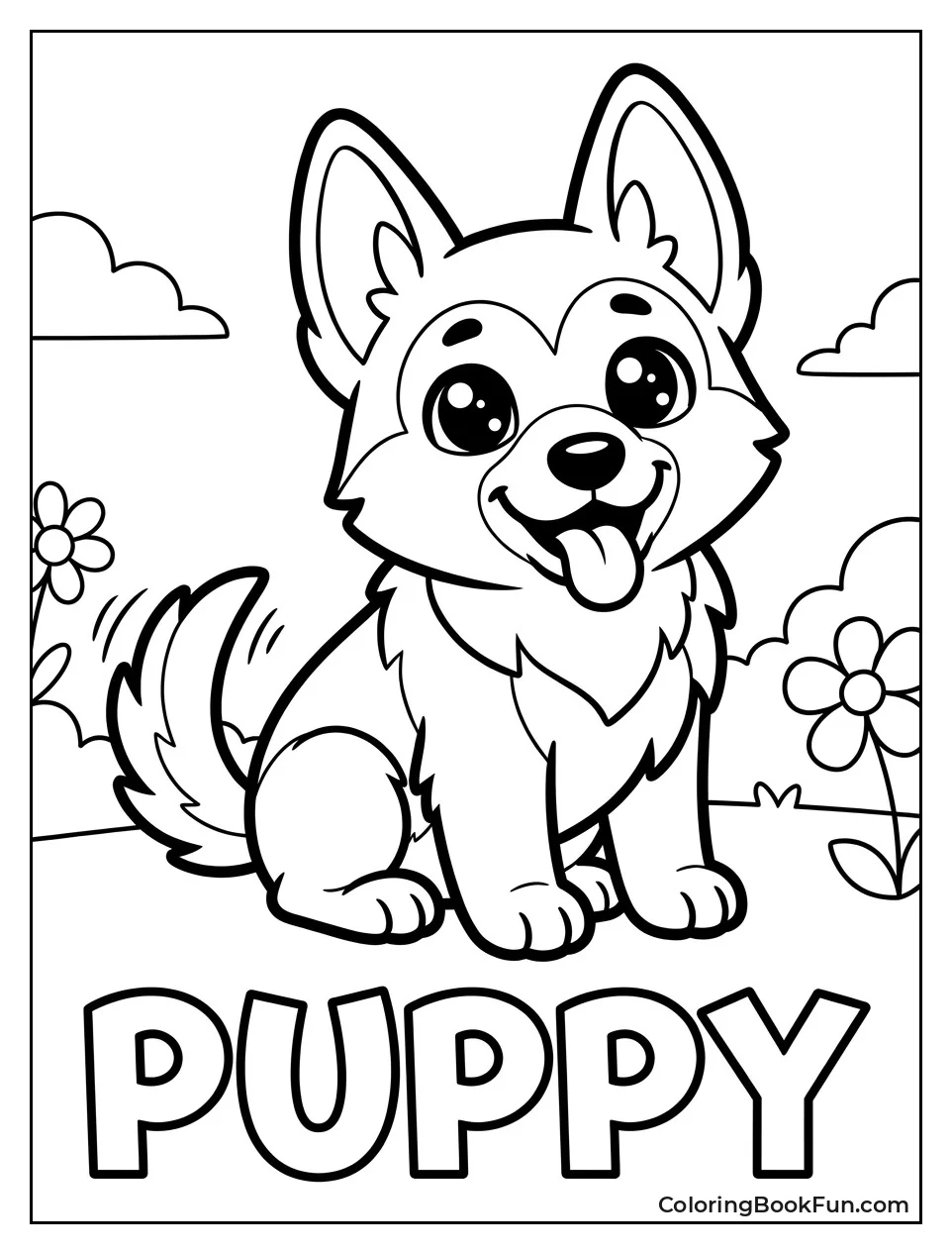 Cute Cartoon German Shepherd
