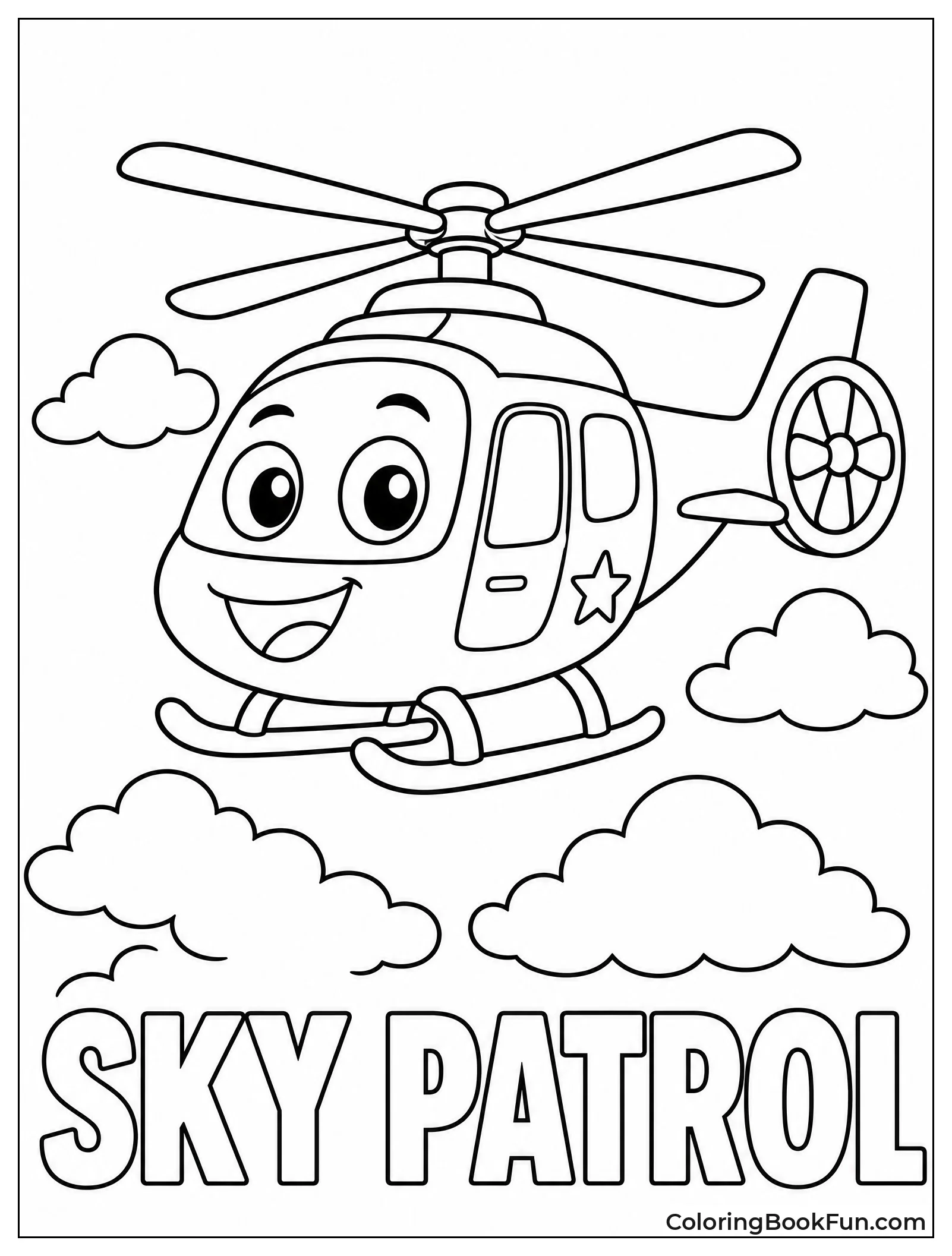 Cute Cartoon Helicopter with Smile