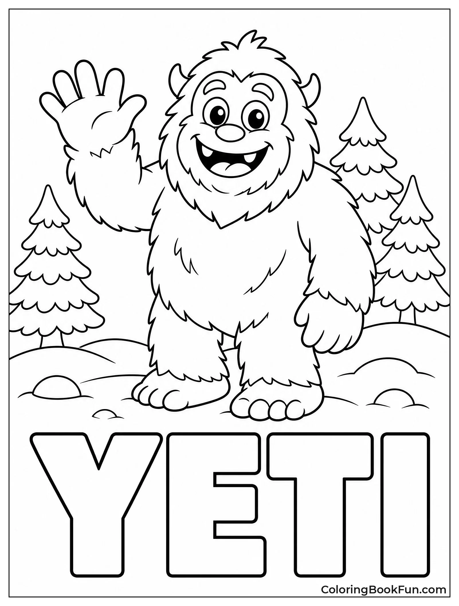 Cute Kawaii Yeti Waving Hello