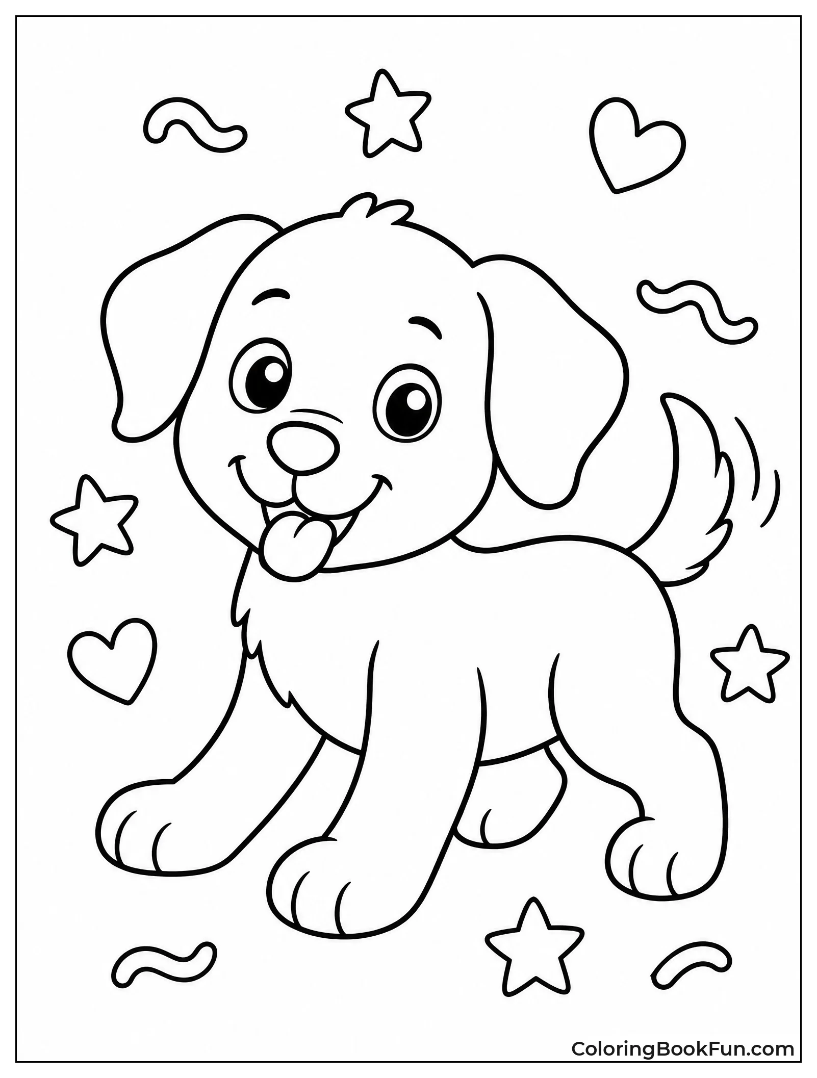 Puppy Plays with Wagging Tail
