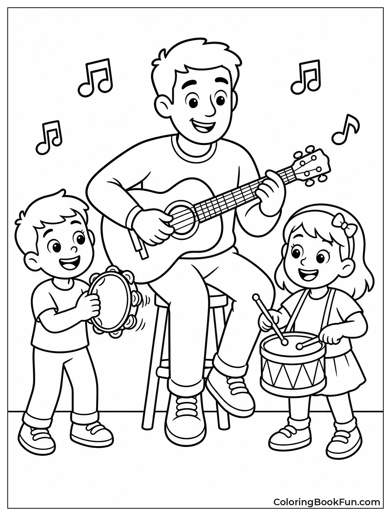 Dad Playing Guitar with Kids