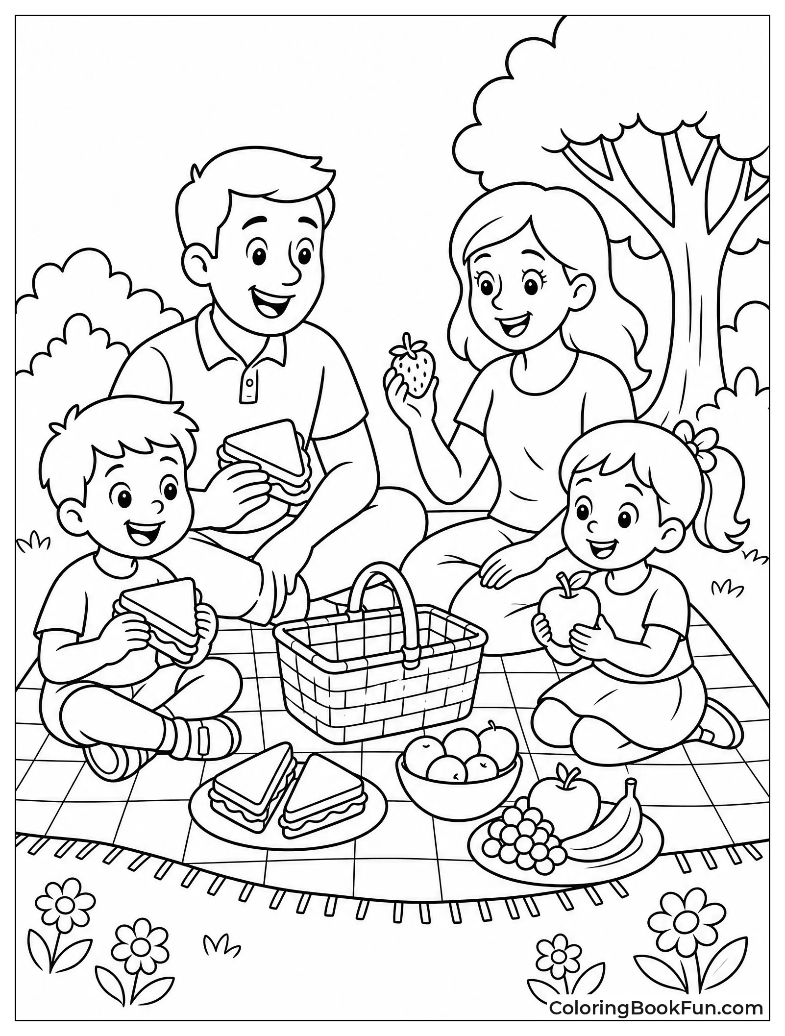 Family Having Picnic in Park