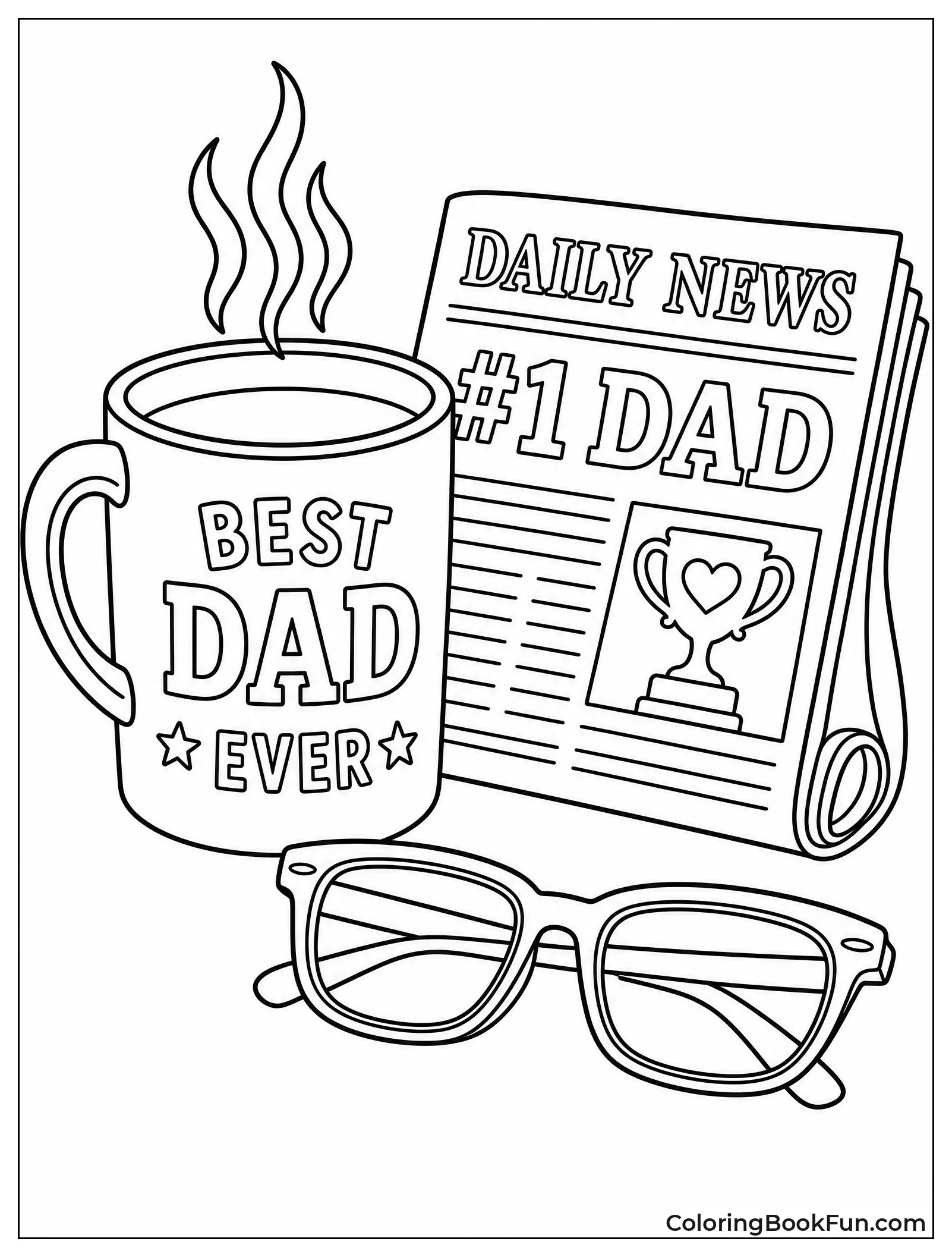 Coffee Mug with Newspaper and Glasses