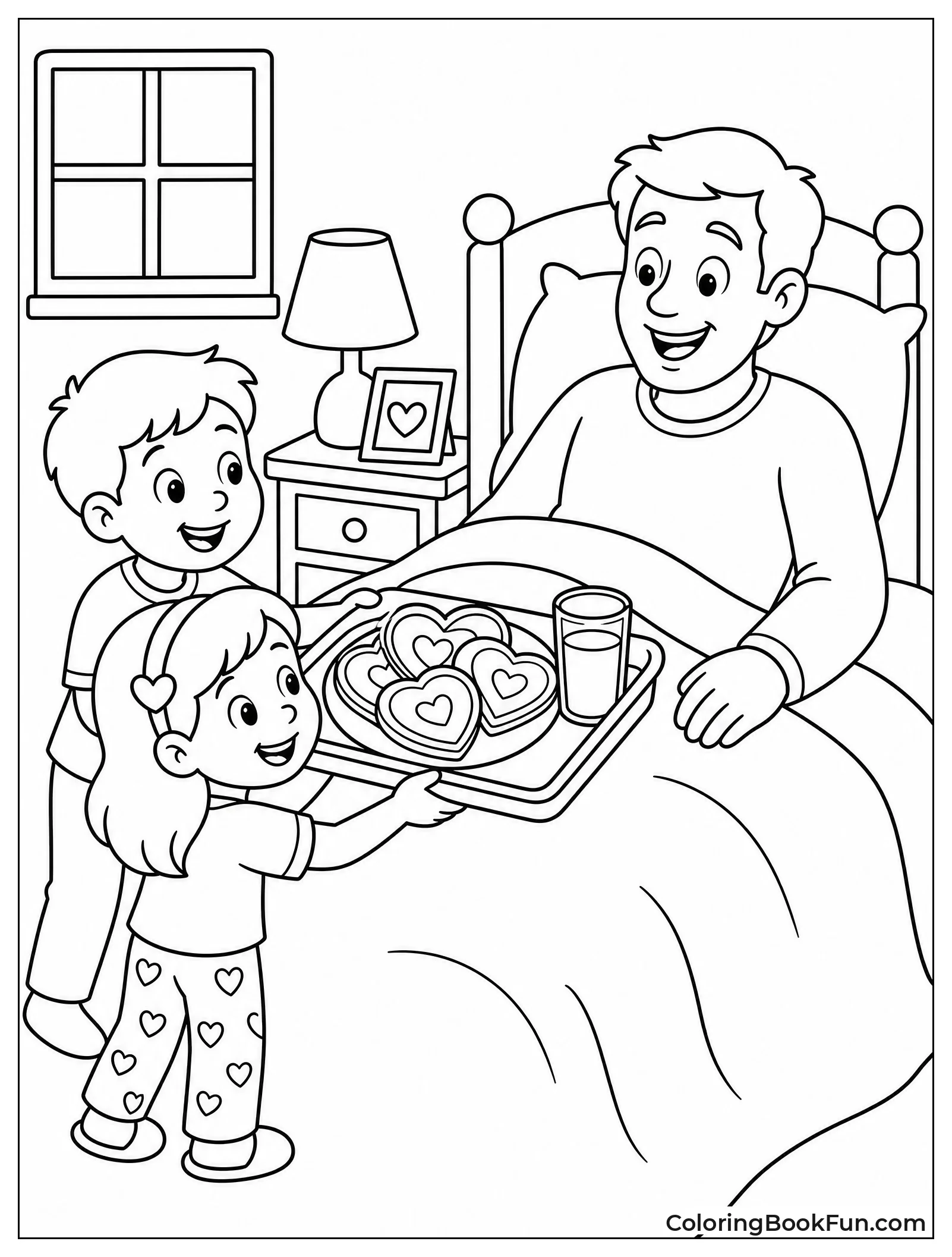 Kids Bringing Breakfast to Dad