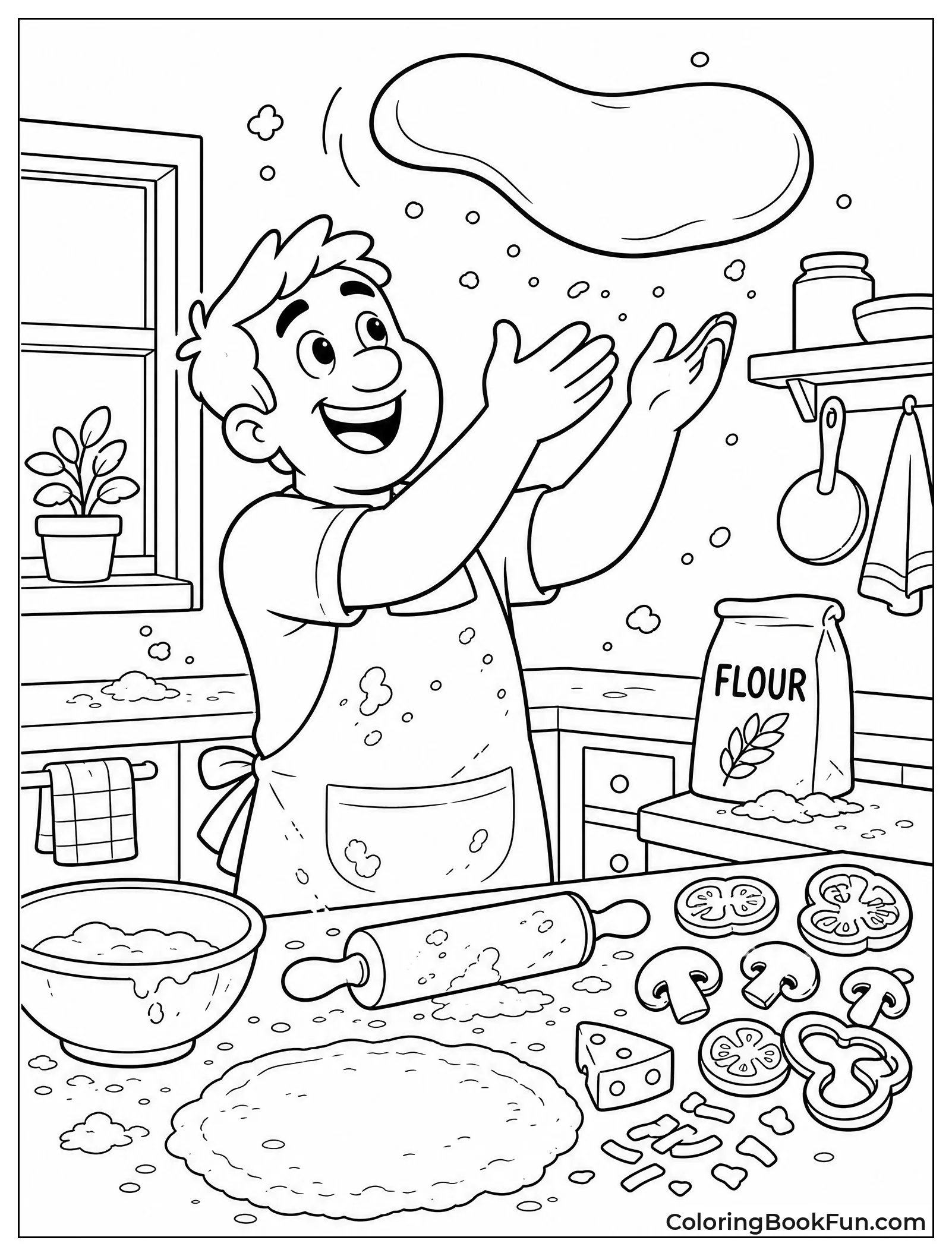 Dad Tossing Pizza Dough in Air