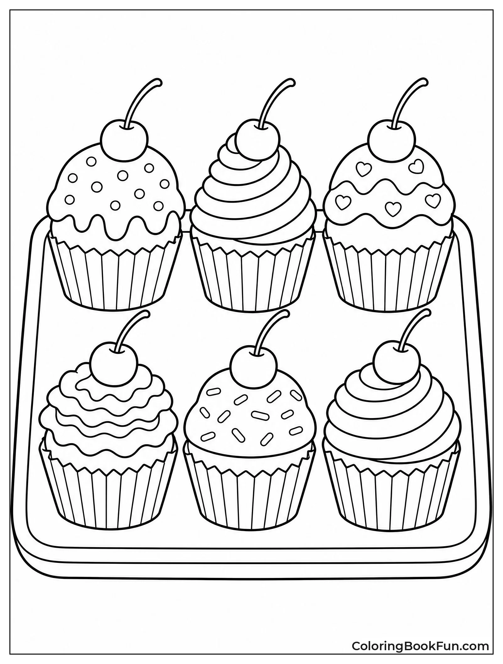 Cupcakes with Cherry Toppers on Tray