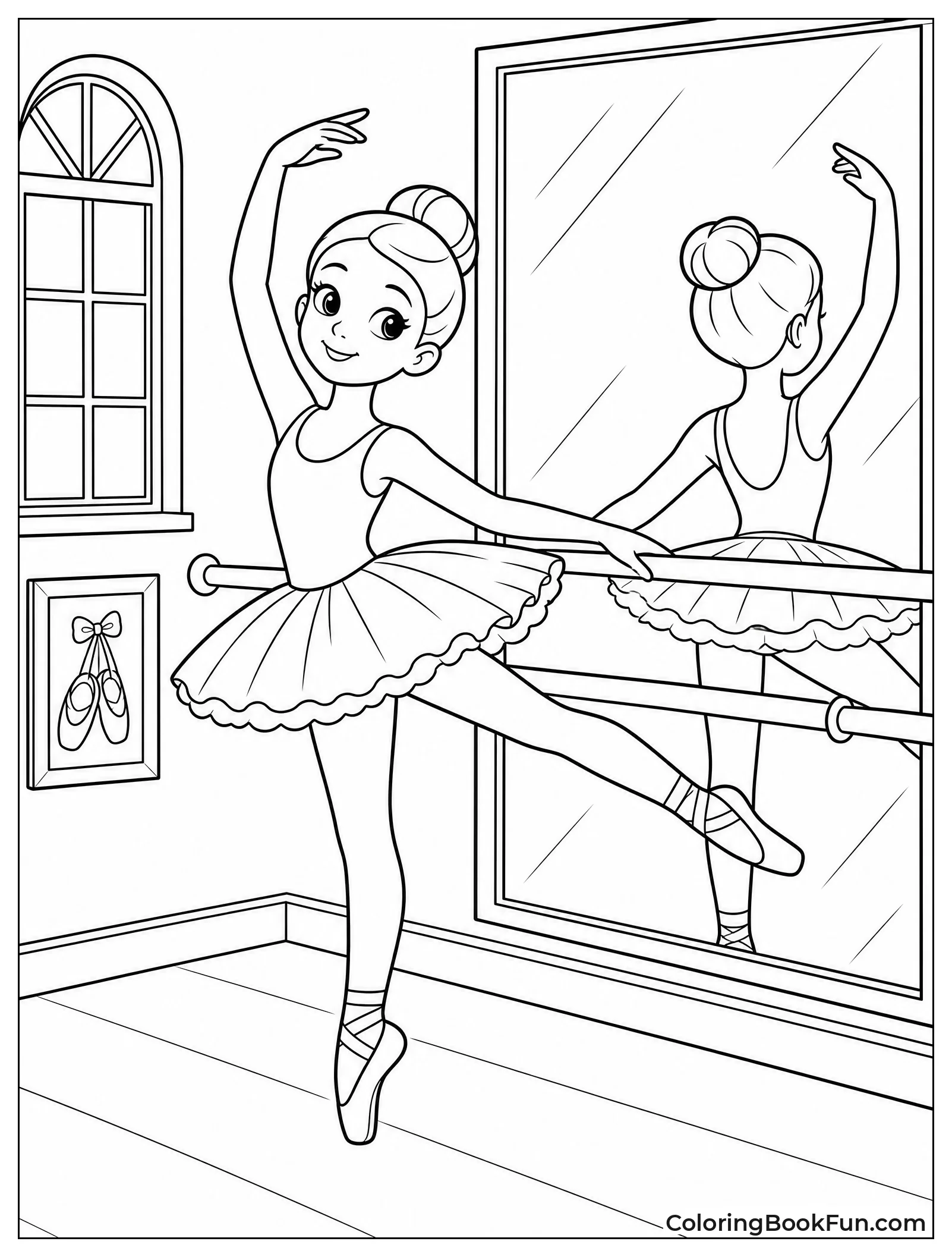 Ballerina Practices at Barre