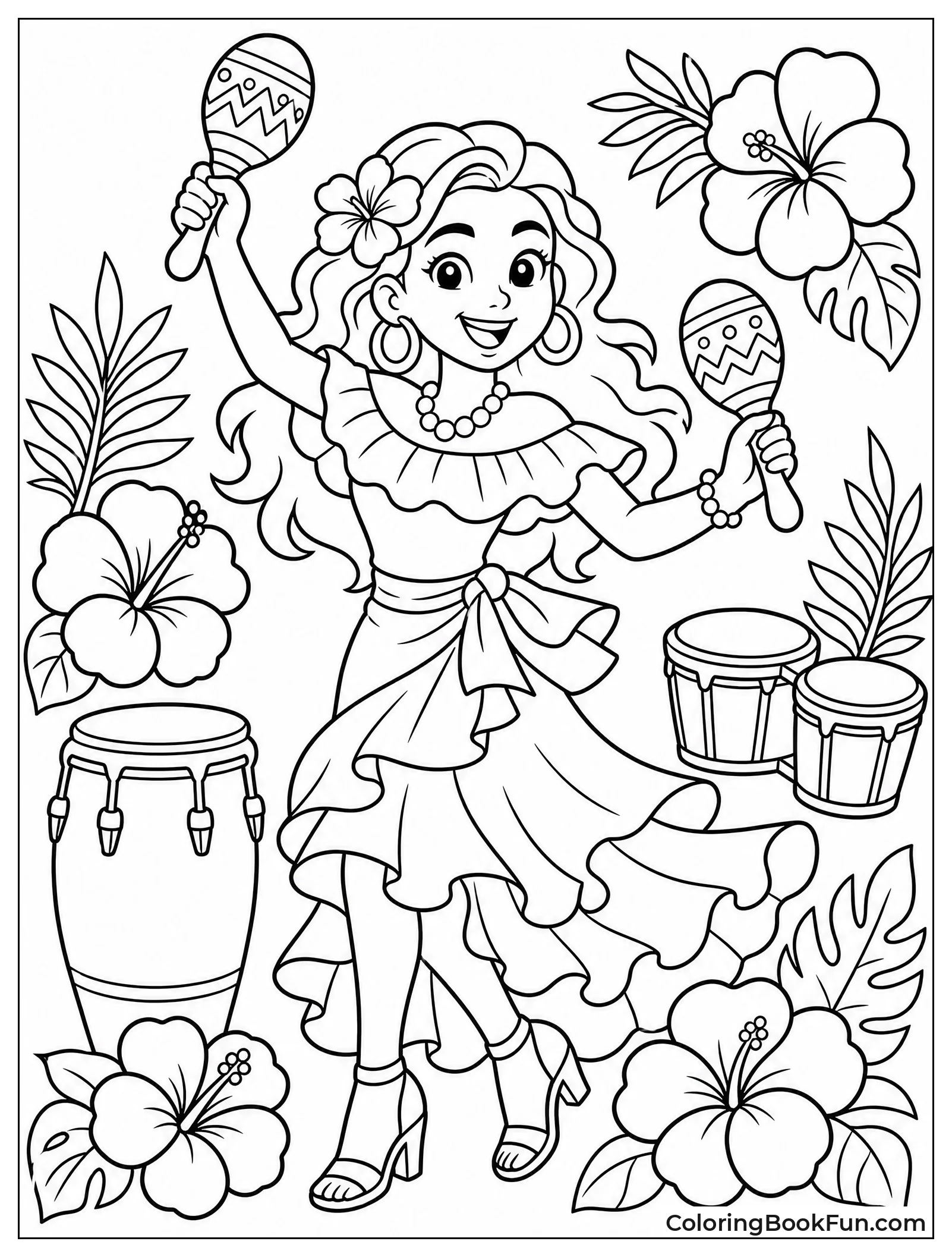 Dancer Shakes Maracas with Flowers