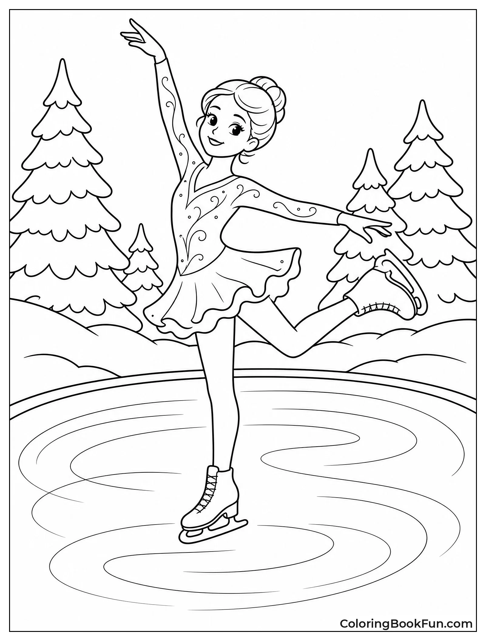 Skater Spins on Frozen Pond