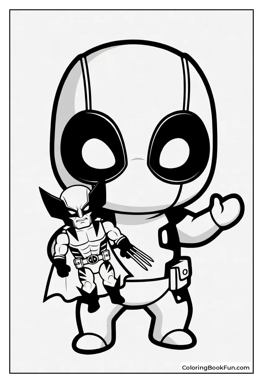 Baby Deadpool Plays With Wolverine Toy