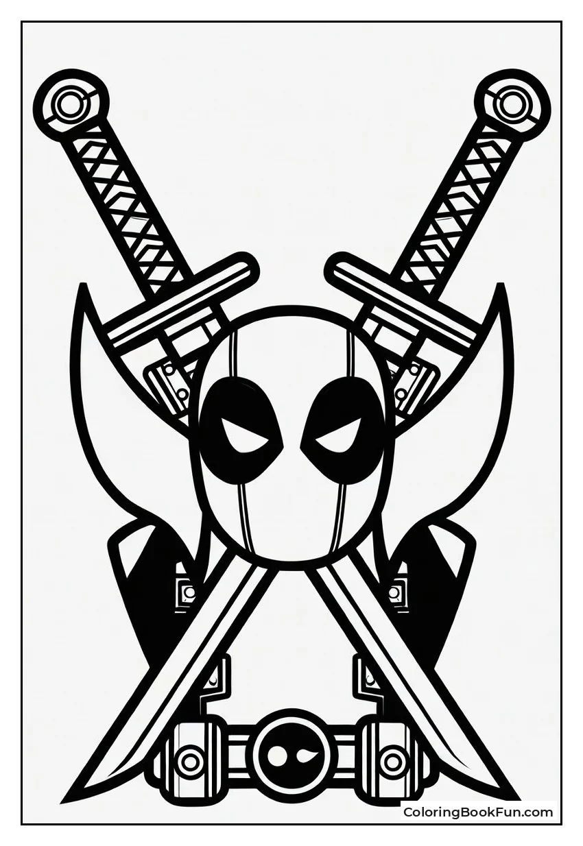 Crossed Katanas With Deadpool Buckle