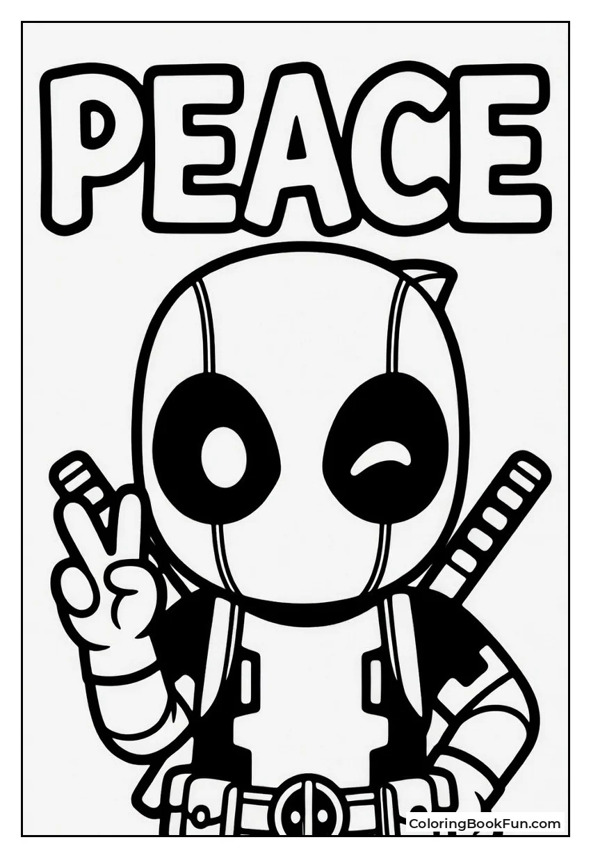 Deadpool Holds Up Peace Sign