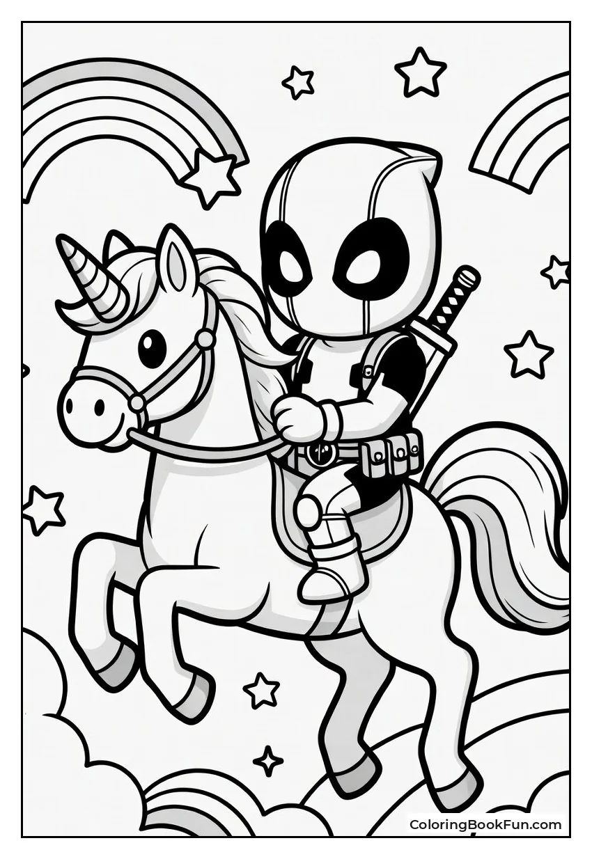 Deadpool Rides Giant Magical Unicorn