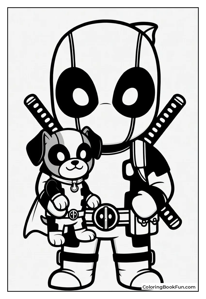 Deadpool Holds Cute Dogpool In Suit
