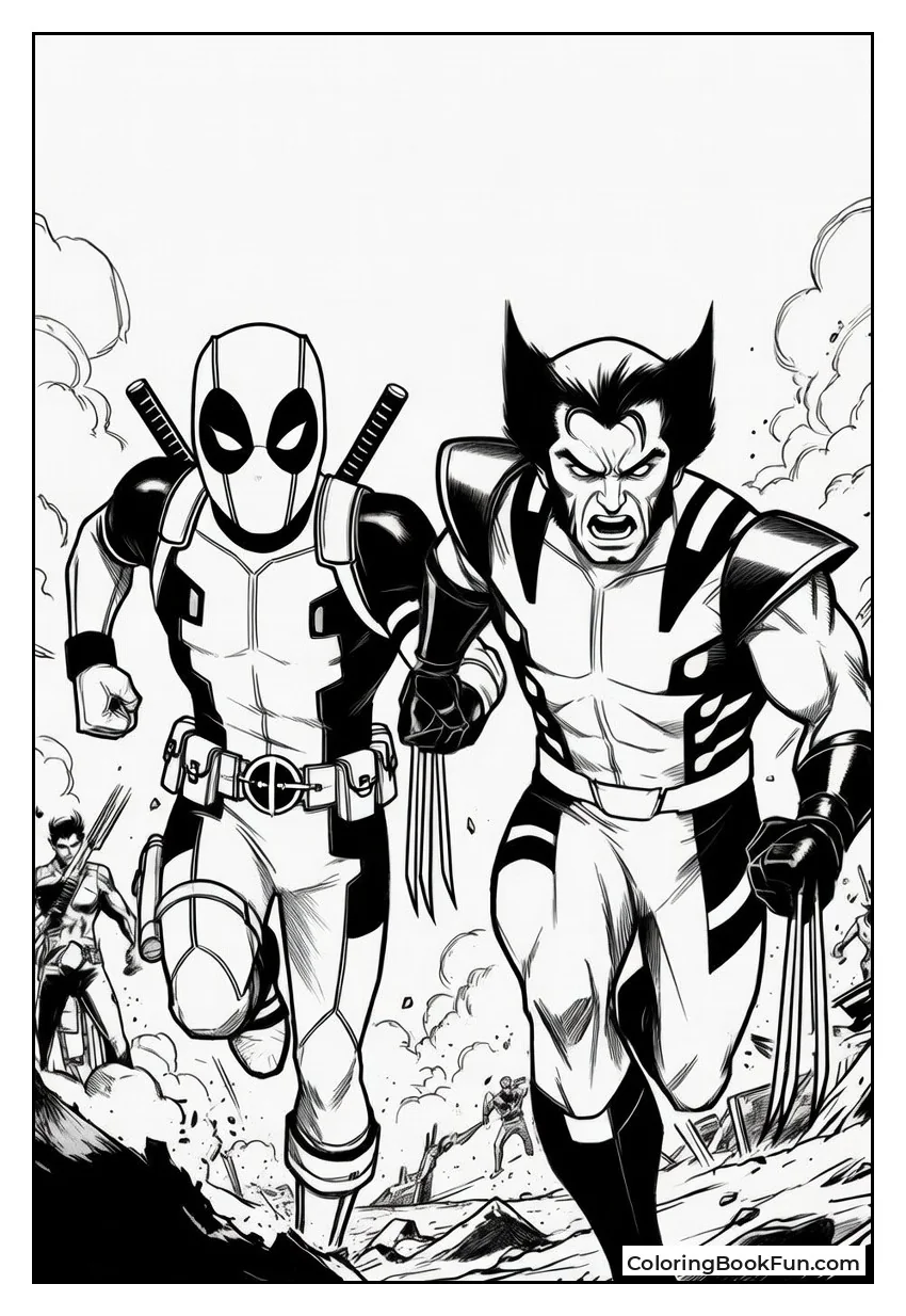 Deadpool And Wolverine Run Through Battle