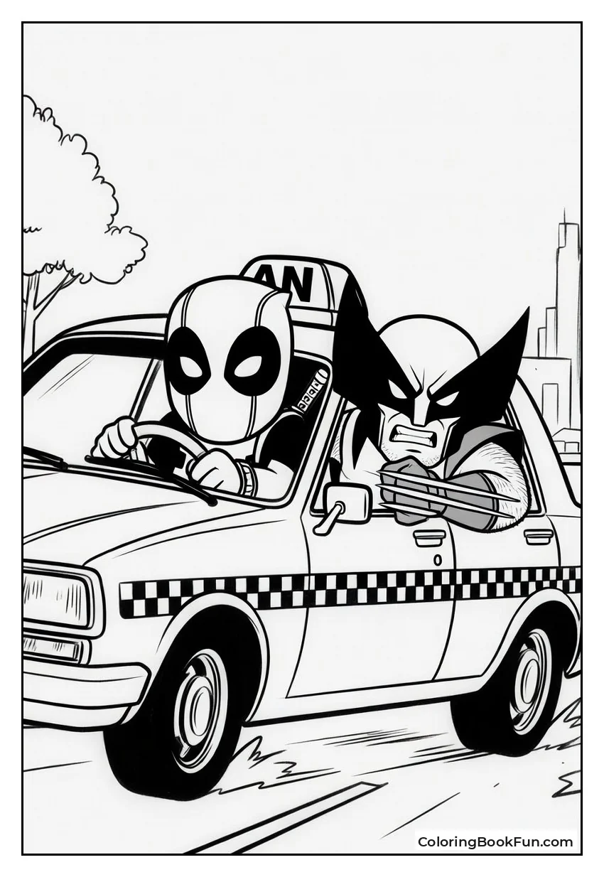 Deadpool And Wolverine Drive Yellow Taxi
