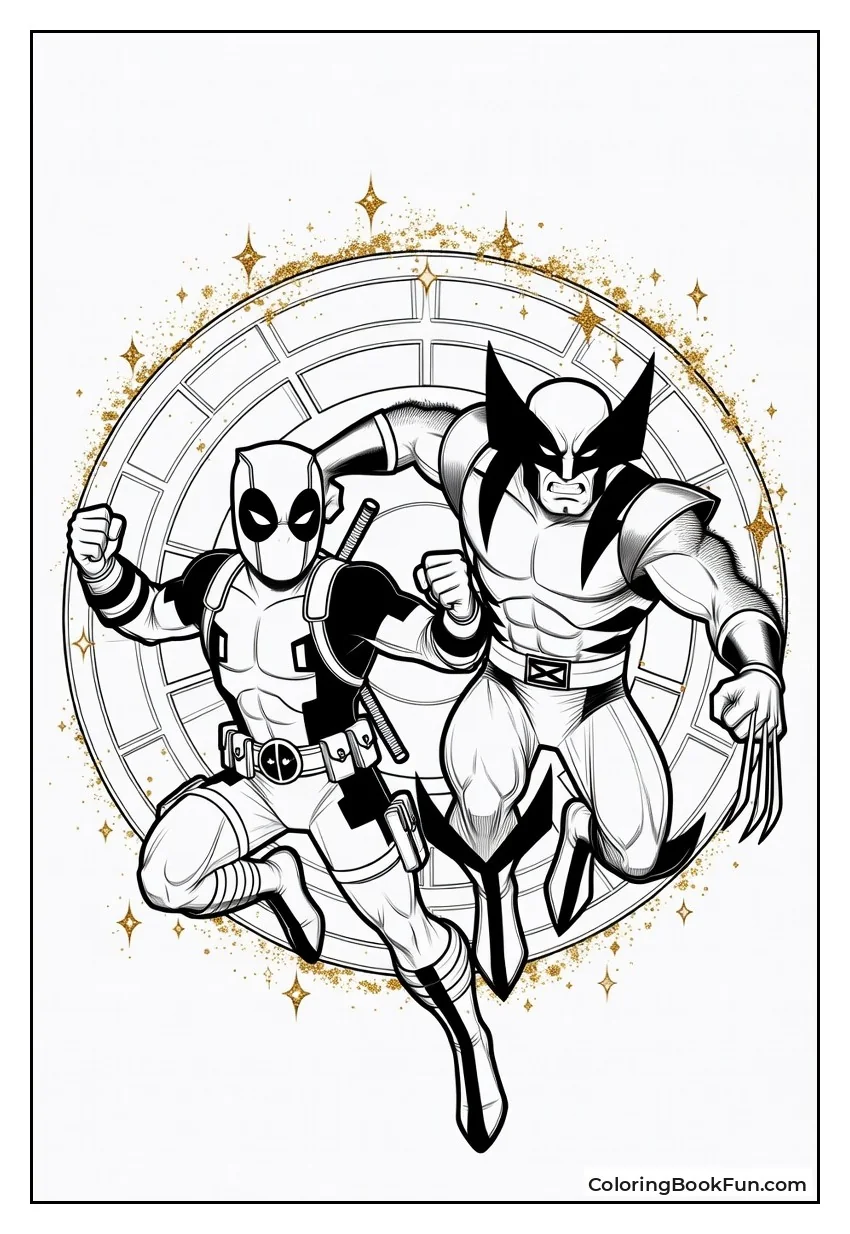 Deadpool And Wolverine Jump Through Portal