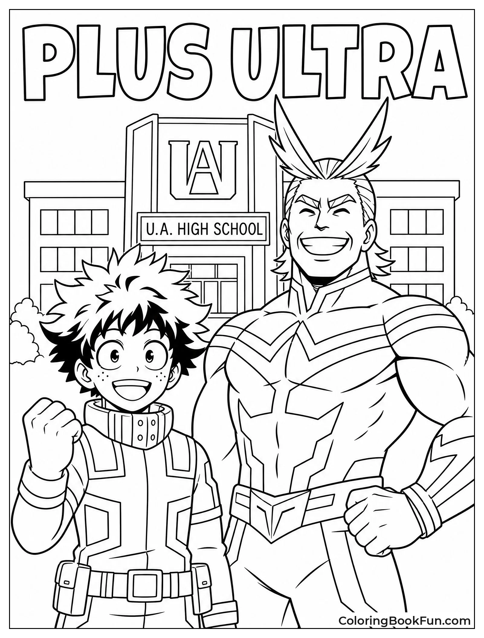 Deku Stands with All Might at School