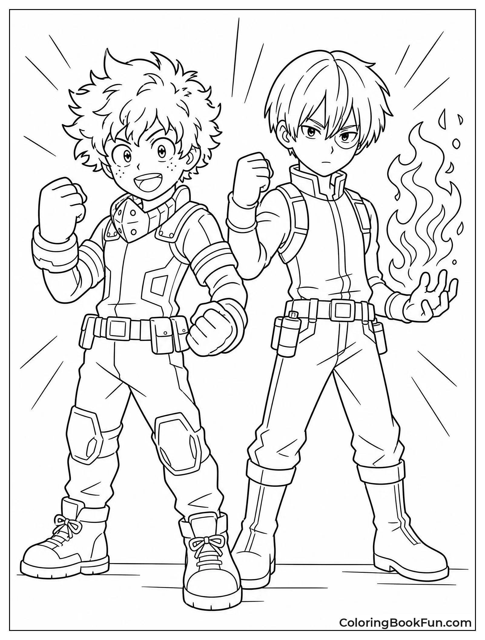 Deku and Todoroki Stand Side by Side