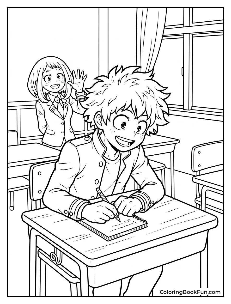 Deku Writes Notes While in Class