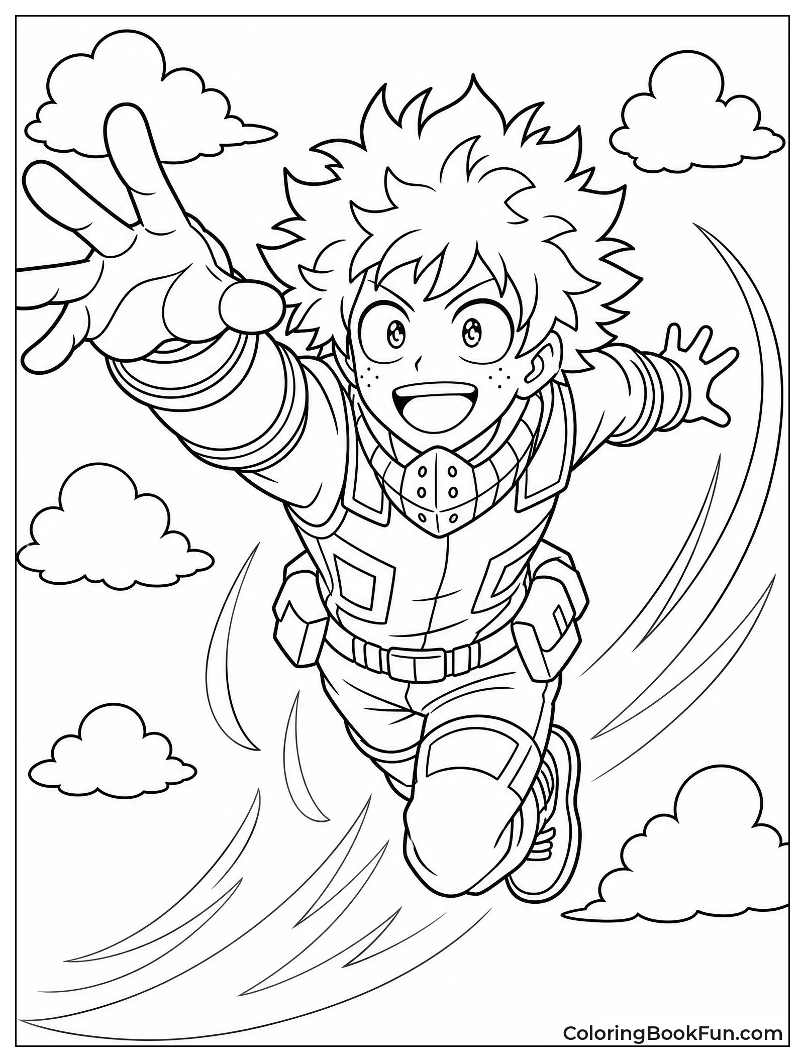 Deku Soars Through the Sky