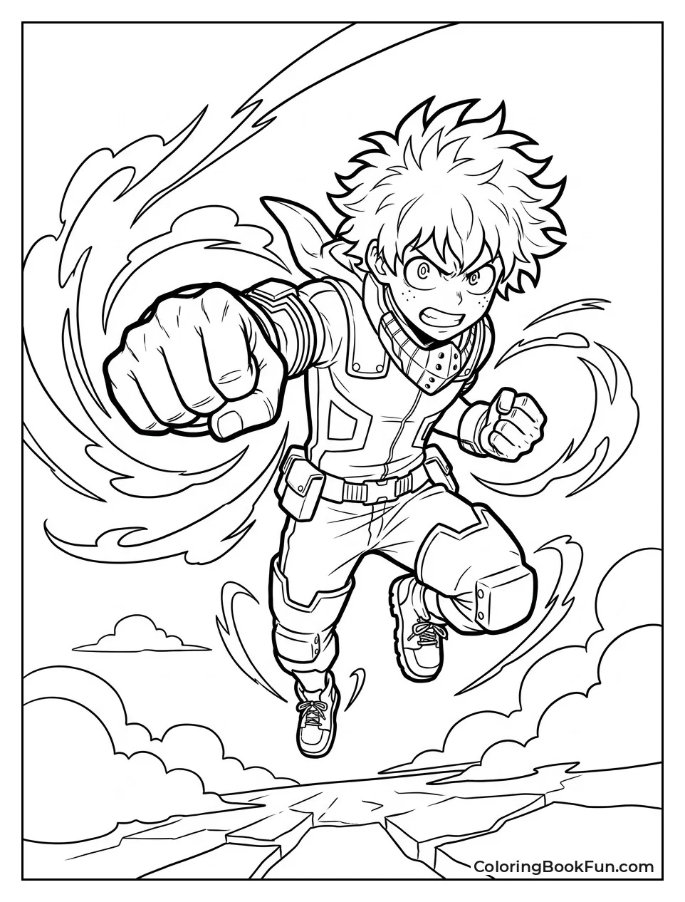 Deku Leaps Forward with a Punch