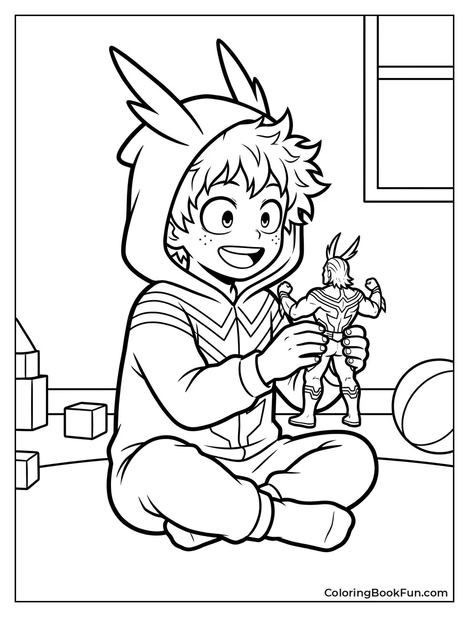 Young Deku Plays with an Action Figure