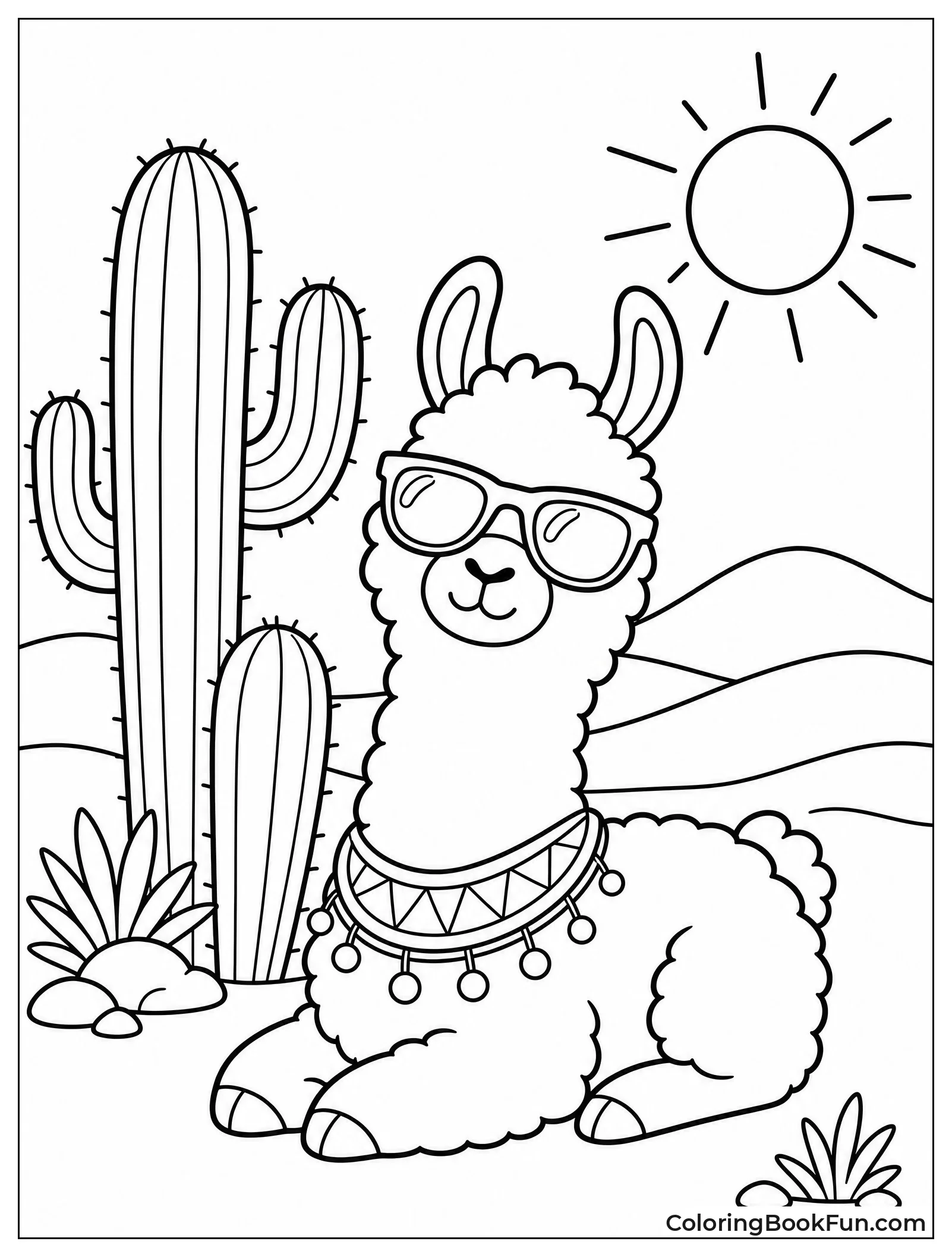 Llama Relaxing in Sunny Desert