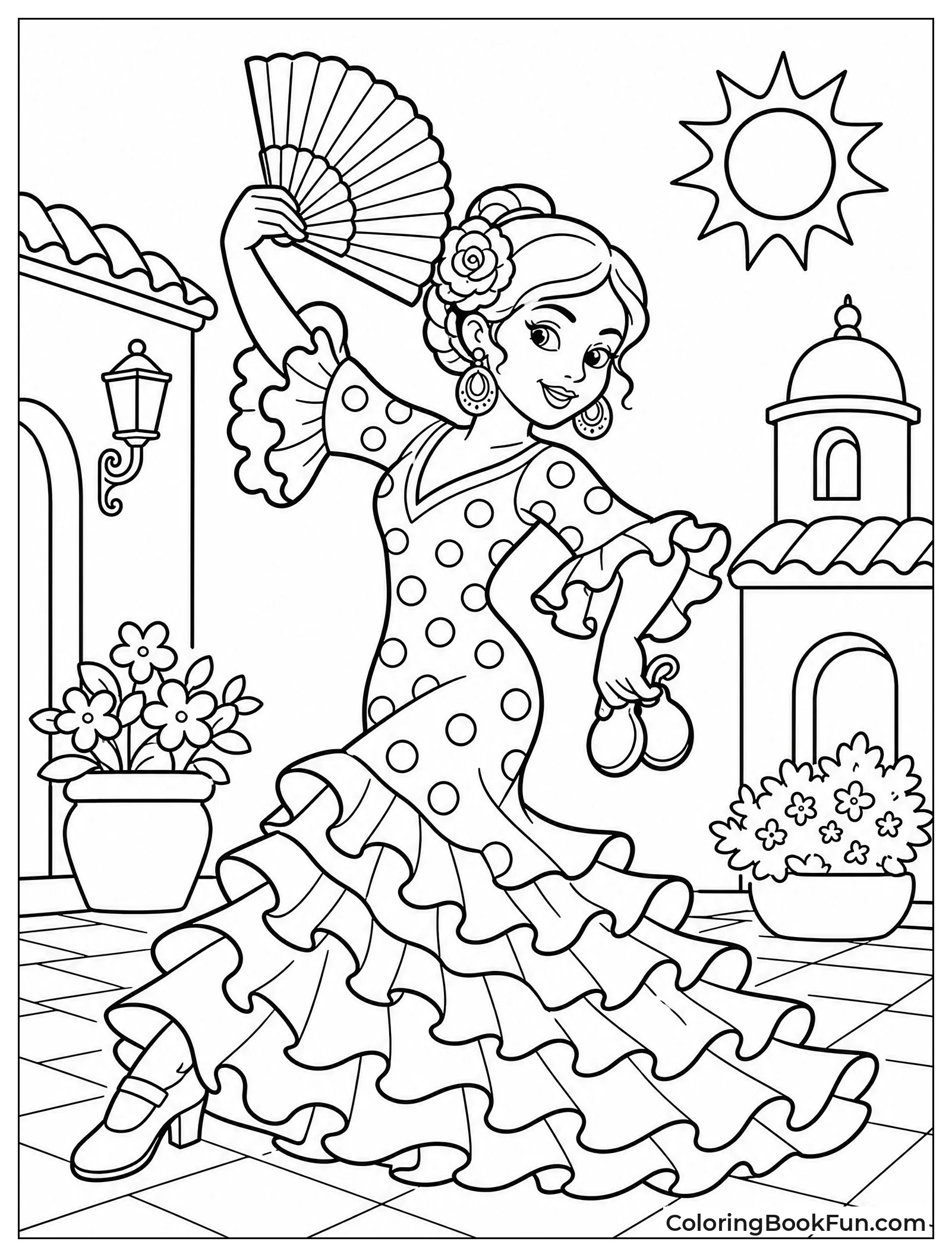Flamenco Dancer with Ruffled Dress