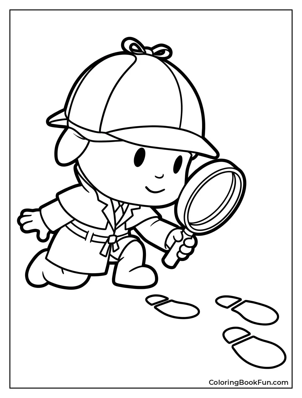 Detective Pocoyo Following Footprints