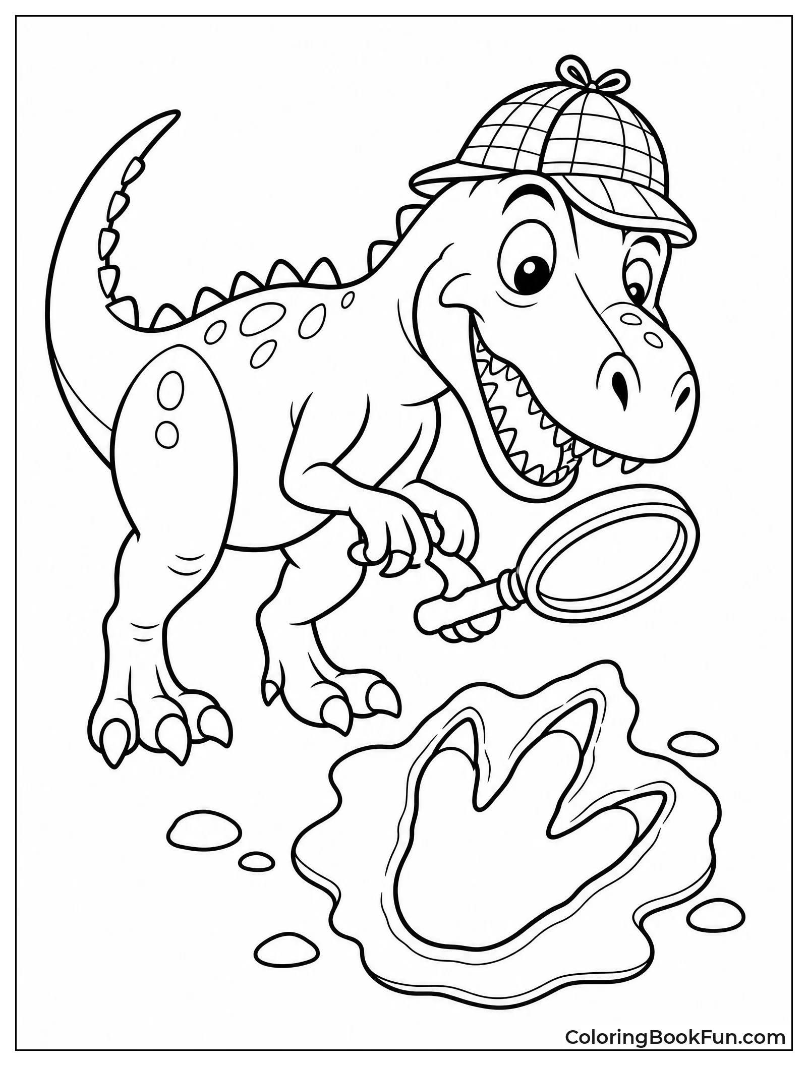 Detective Allosaurus Looking at Footprint