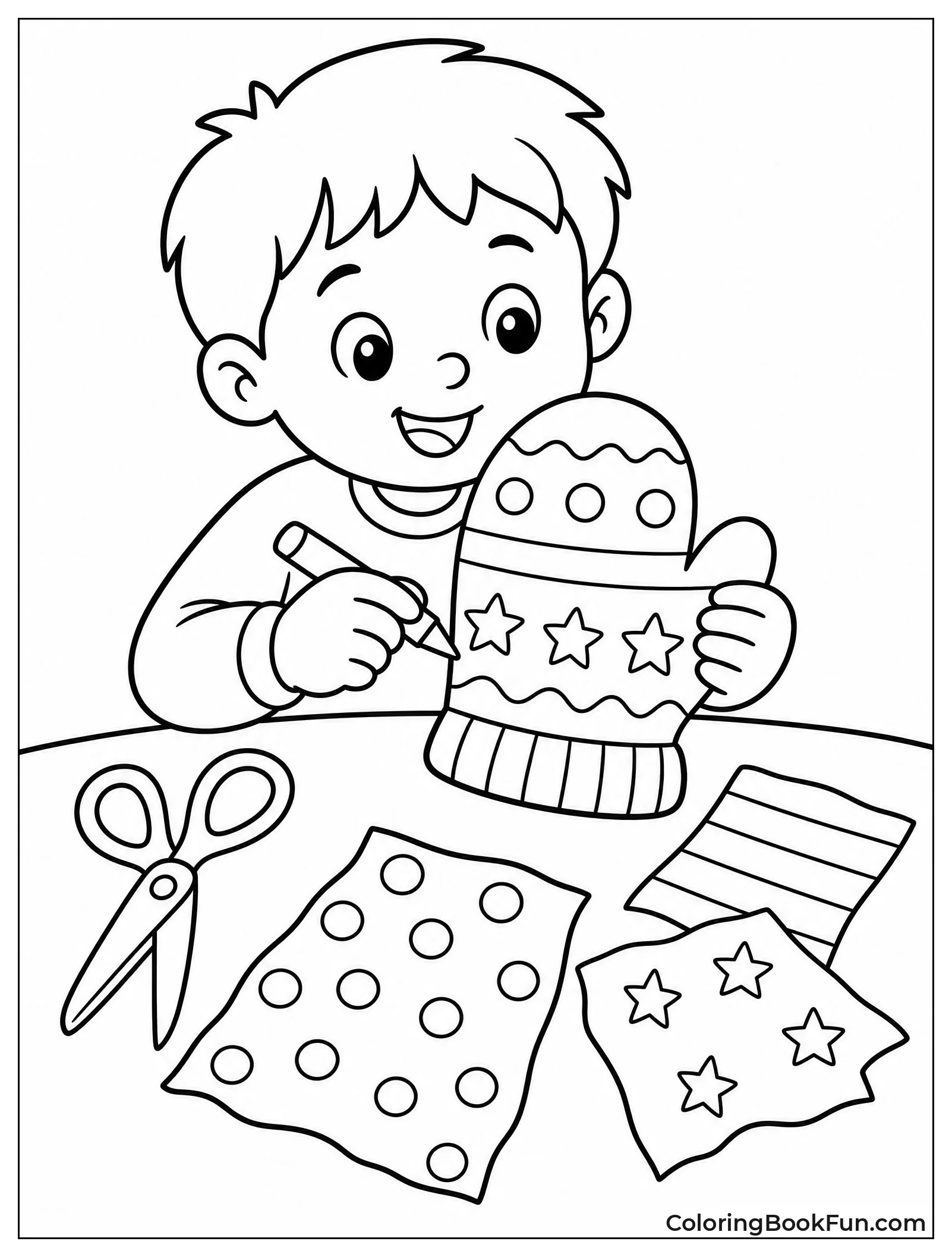 Child Making a Paper Mitten