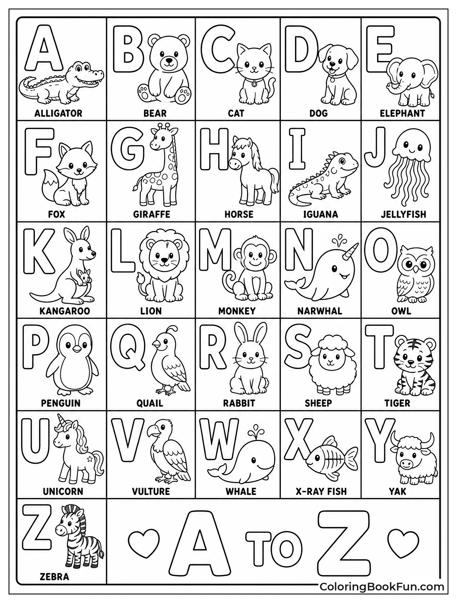 Alphabet Grid with Animal Friends
