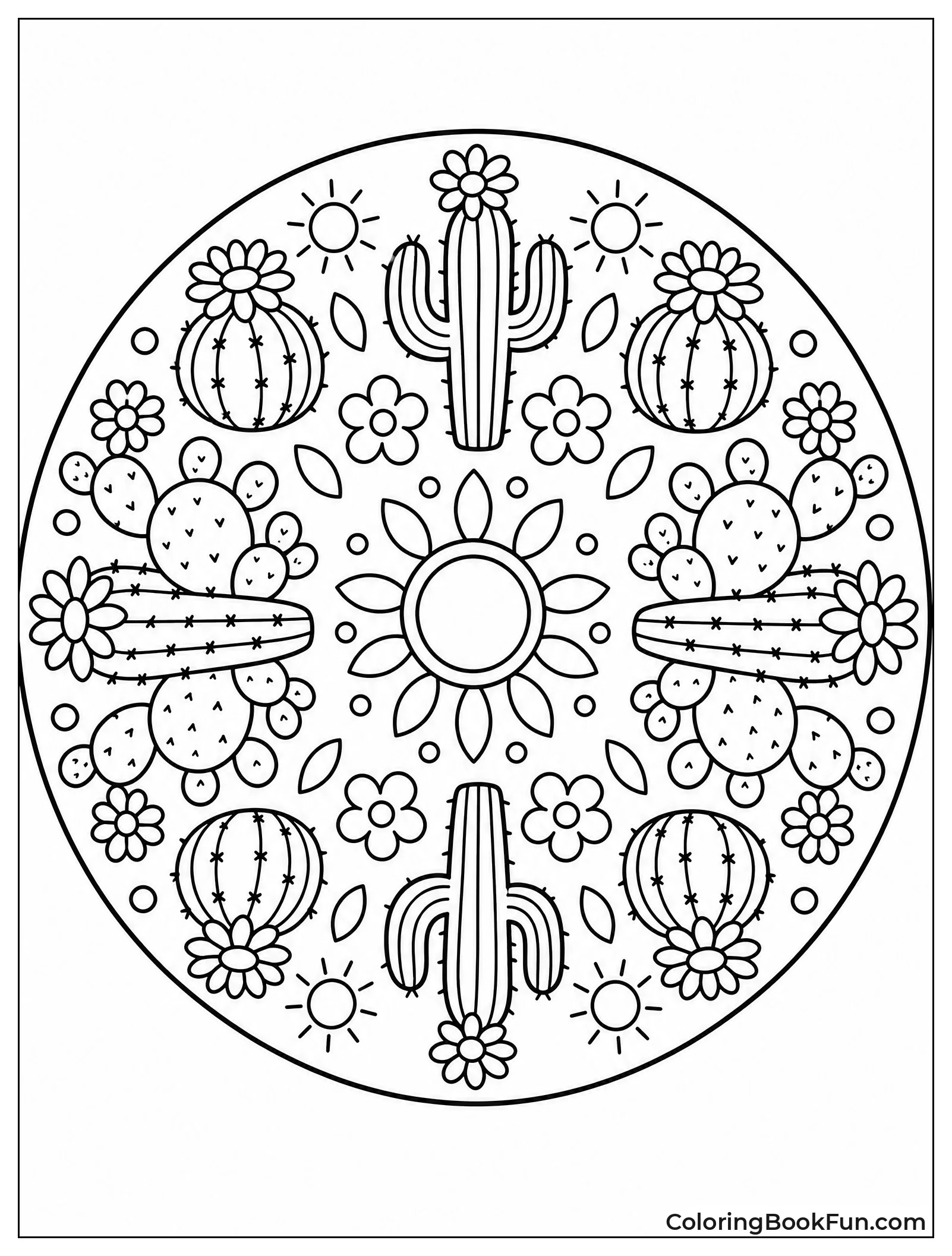 Cacti Grow in Desert Circle