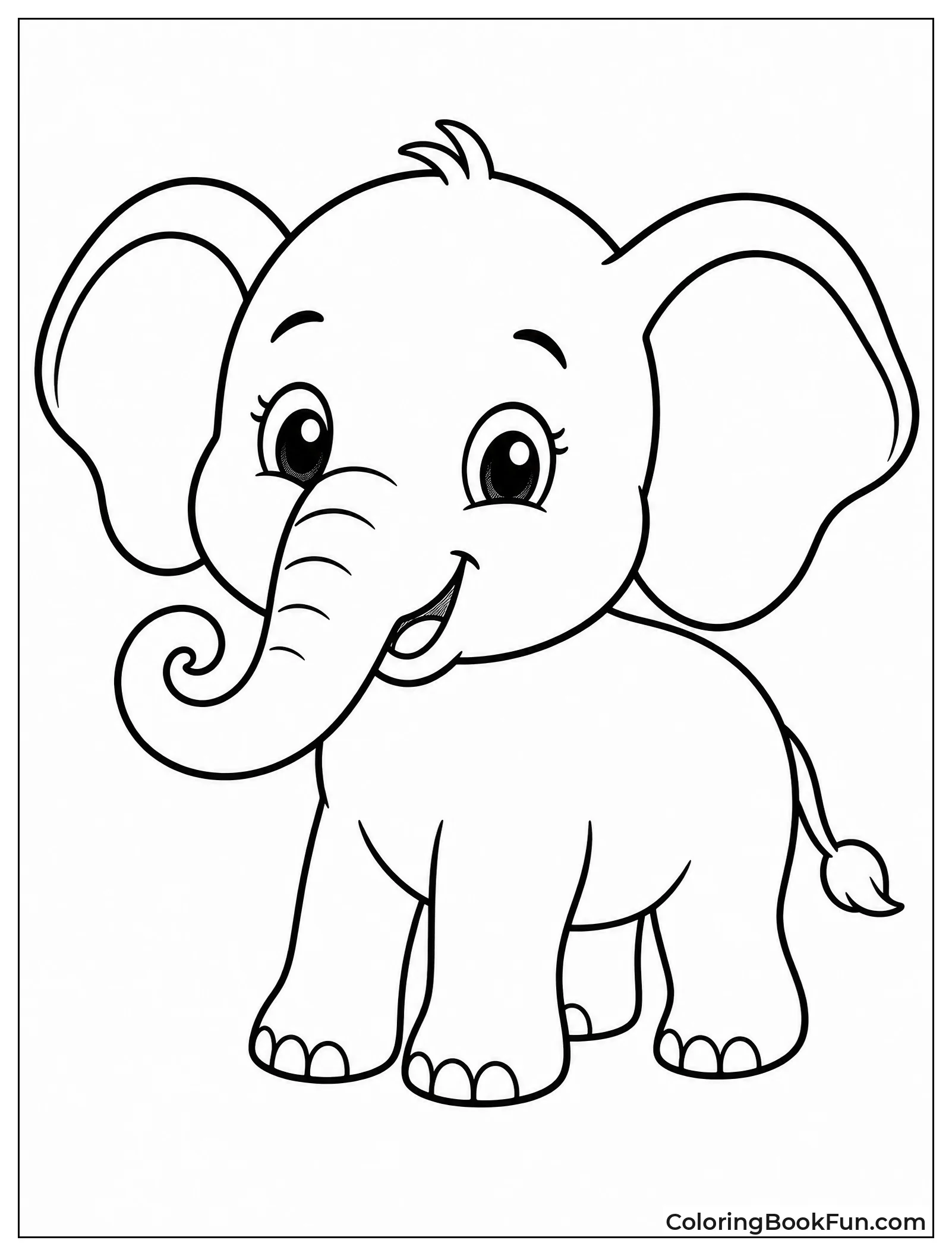 Baby Elephant with Curled Trunk