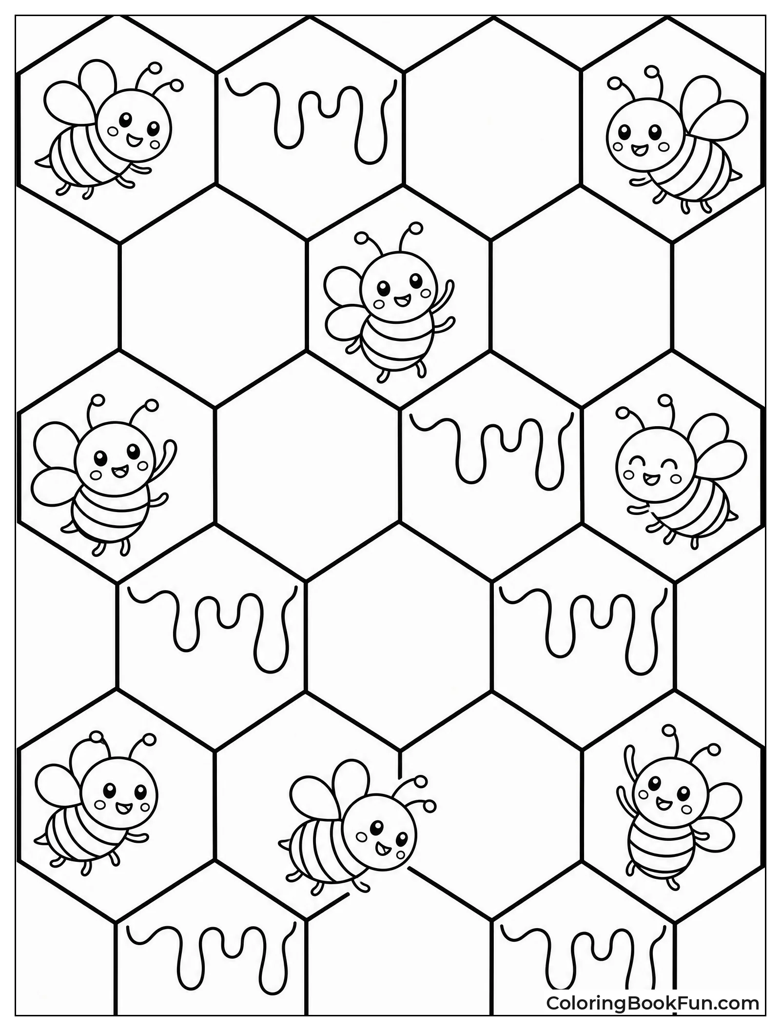 Bees Buzz inside Honeycomb