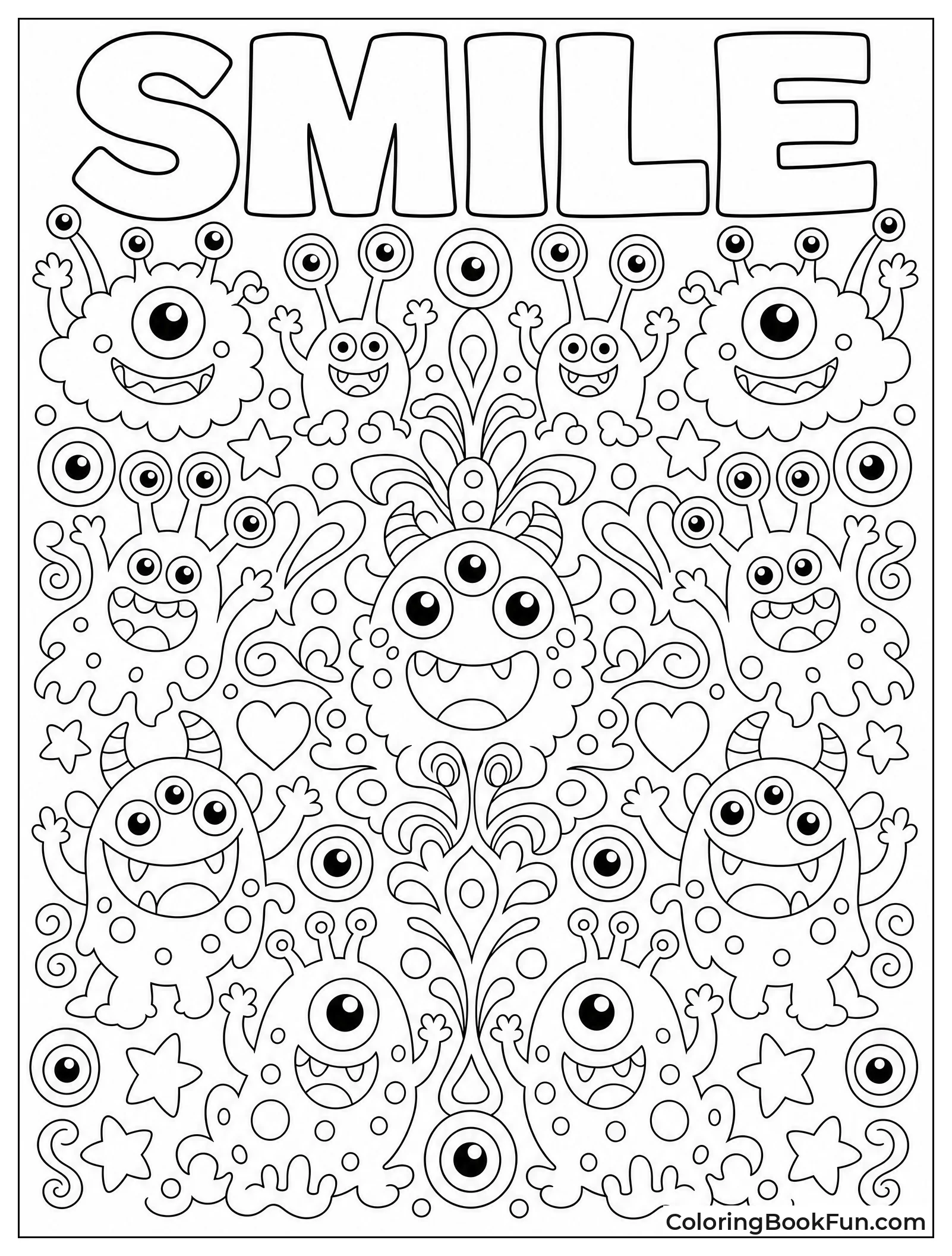 Mirror Shows Many Googly Monsters