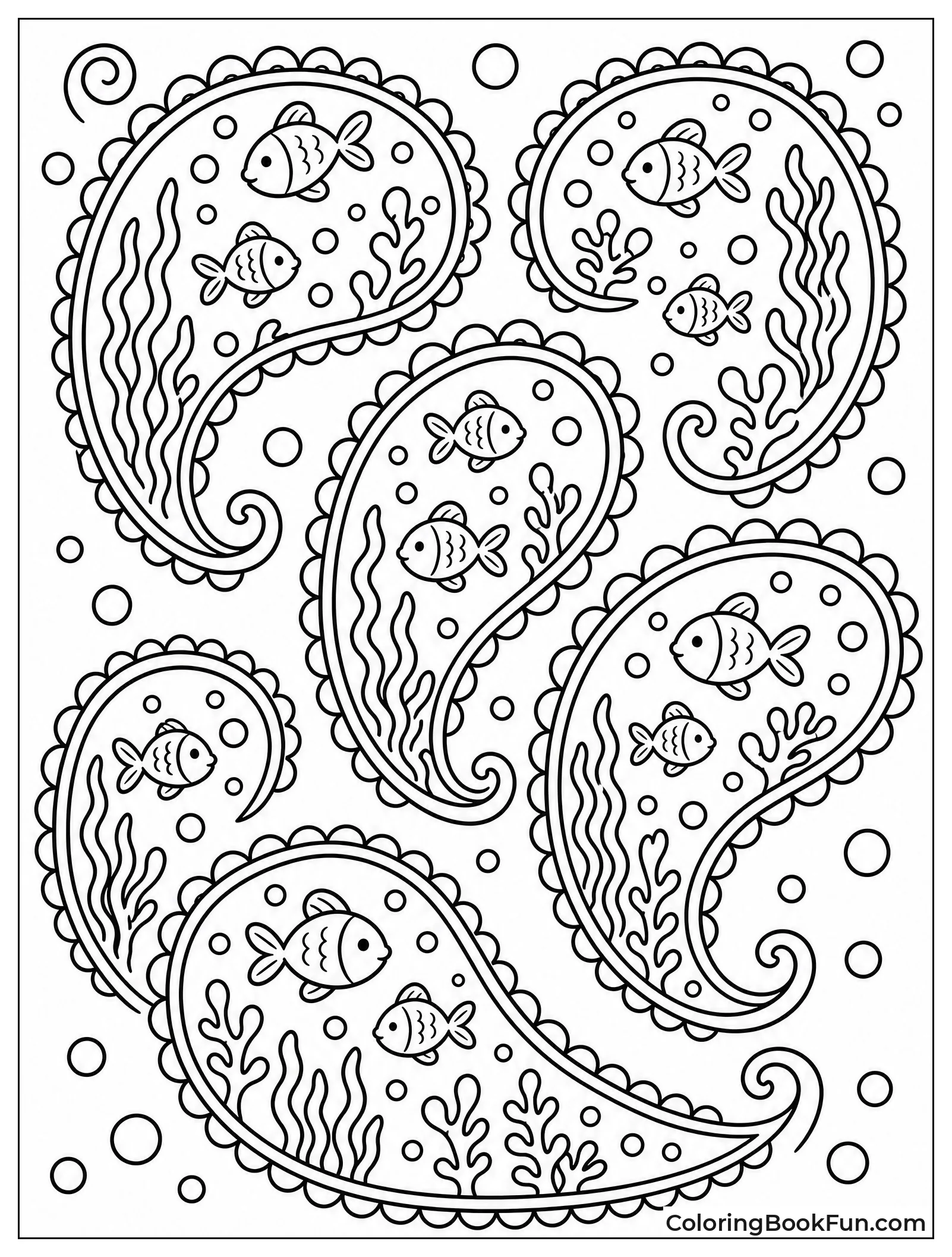 Paisley Waves Hold Little Fish